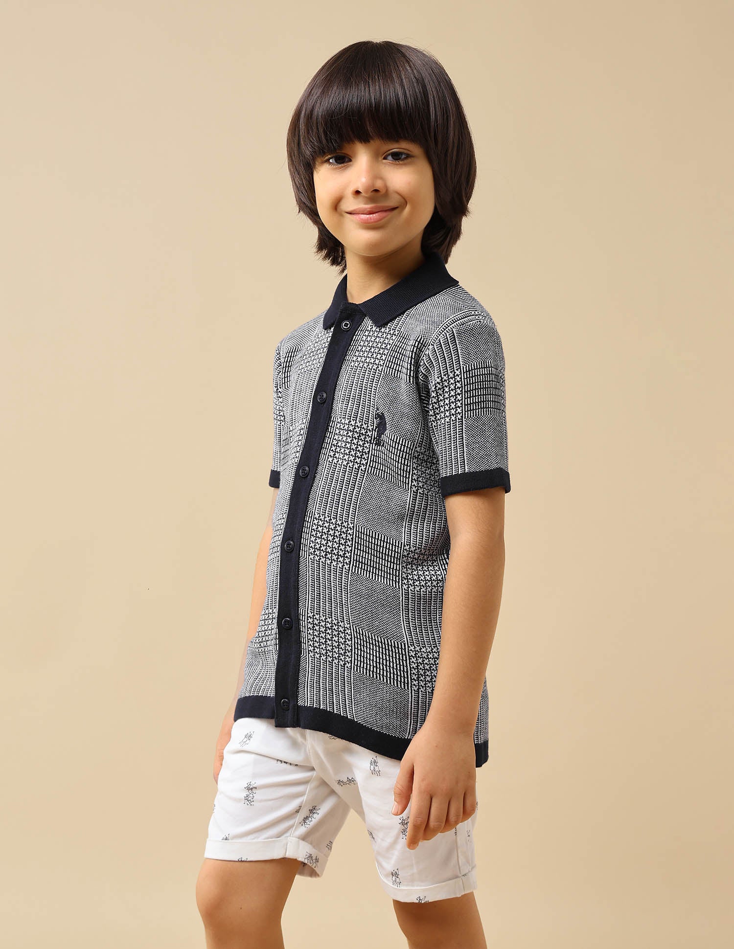 Boys Textured Regular Fit Polo Shirt Navy - U.S. POLO ASSN. | Large