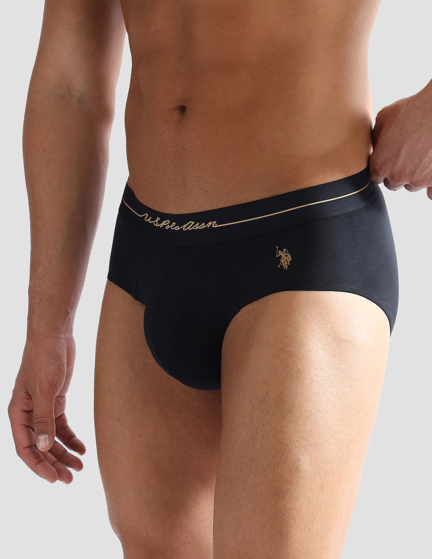 Elasticized Waist Solid PB004 Briefs - Pack of 1 Black - U.S. POLO ASSN. | Large