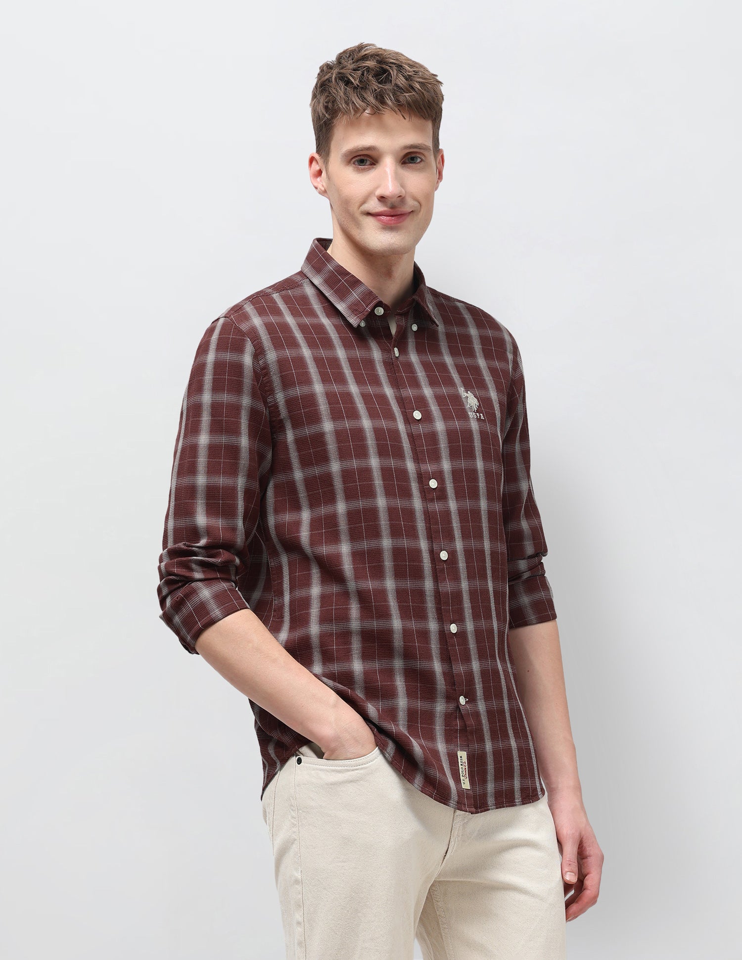 Tartan Checked Regular Fit Shirt Rust - U.S. Polo Assn. India | Large