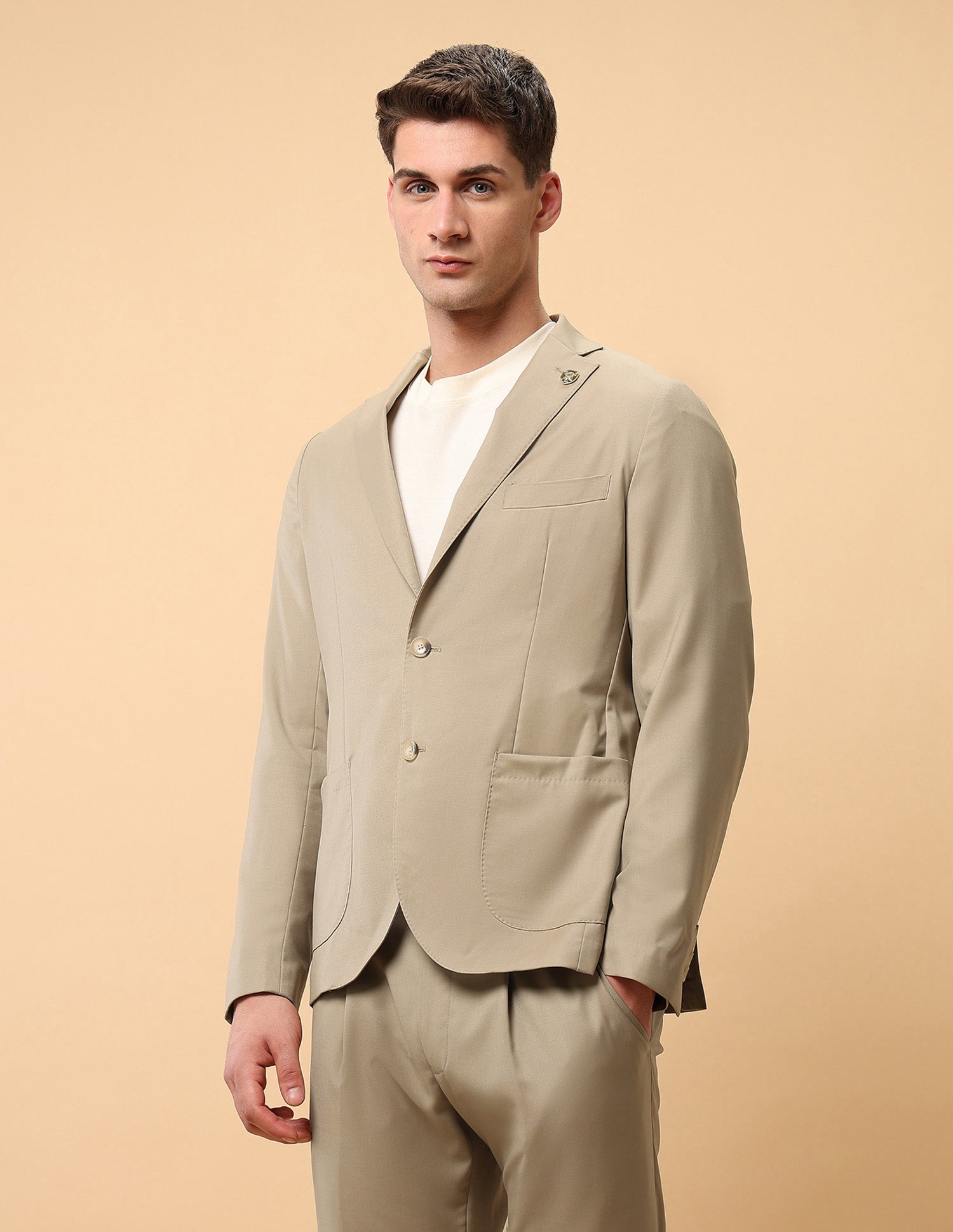 Pacho X Satin Slim Fit Blazer Beige - U.S. POLO ASSN. | Large