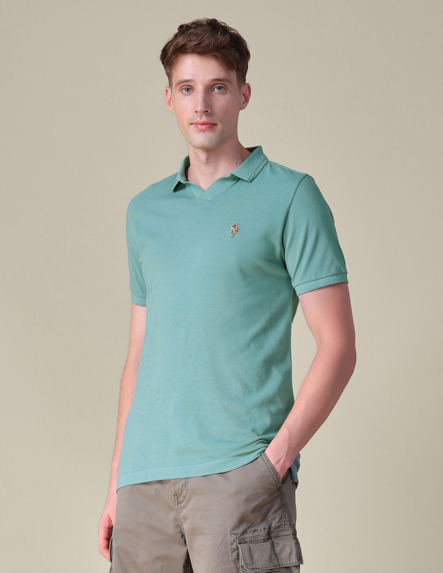 Solid Regular Fit Polo Shirt Light Green - U.S. Polo Assn. India | Large