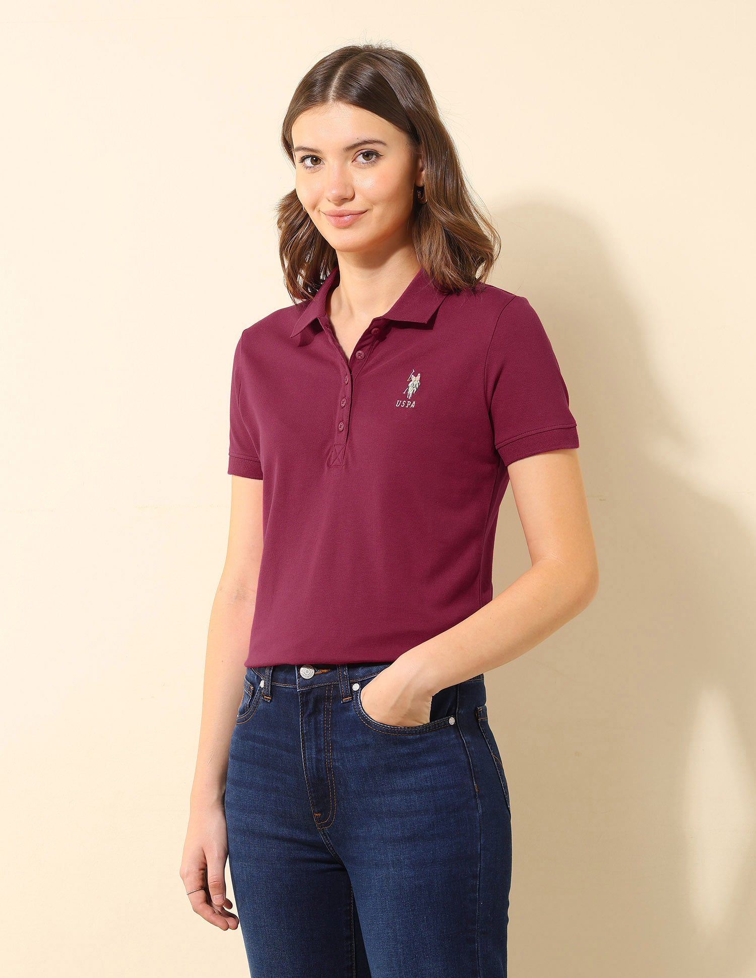 Solid Slim Polo Shirt Fuchsia - U.S. Polo Assn. India | Large