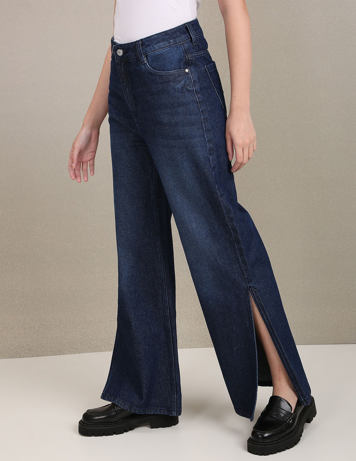 Slit Hem Flared Jeans Dark Blue - U.S. Polo Assn. India | Large