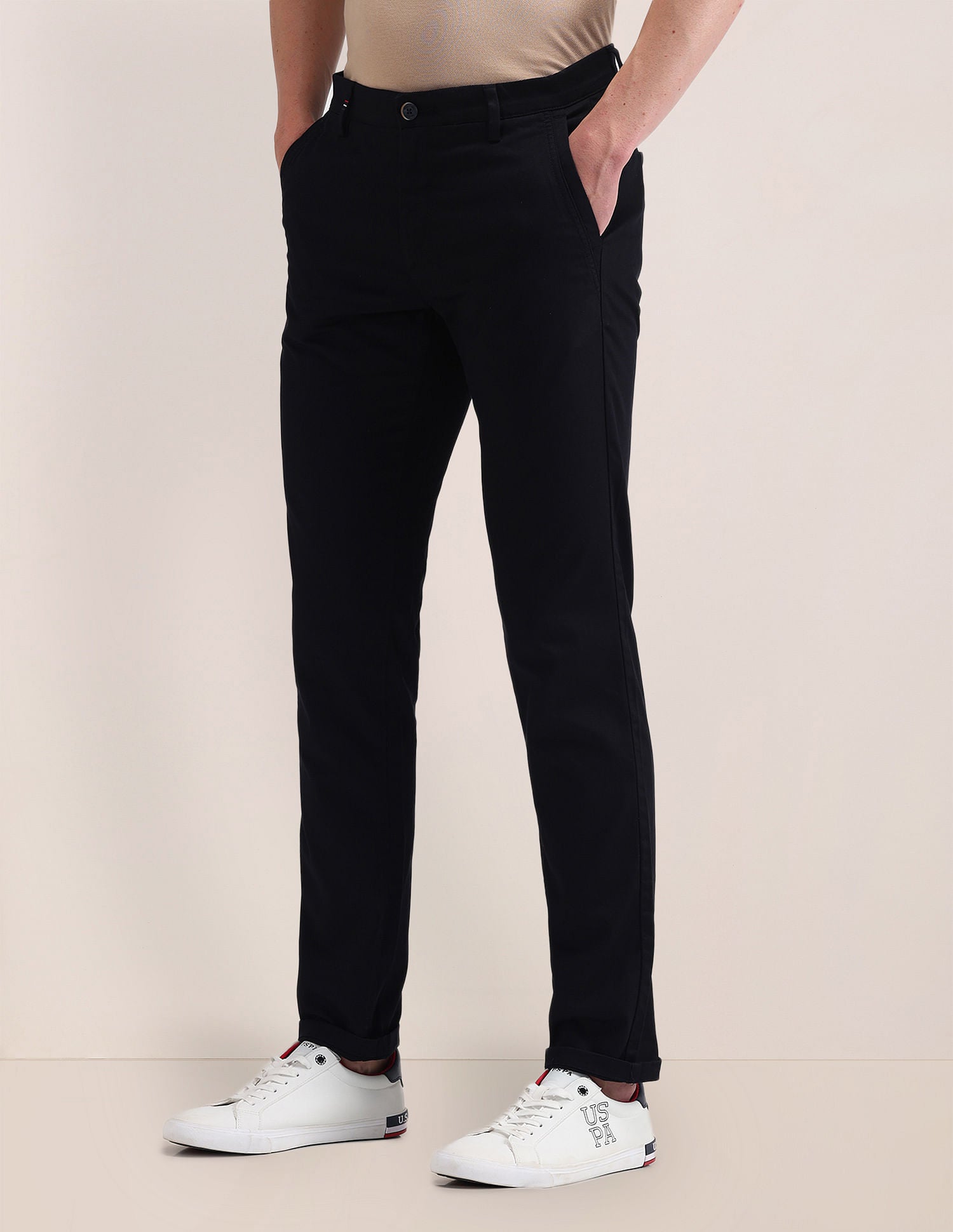 Austin Fit Solid Trousers Black - U.S. POLO ASSN. | Large