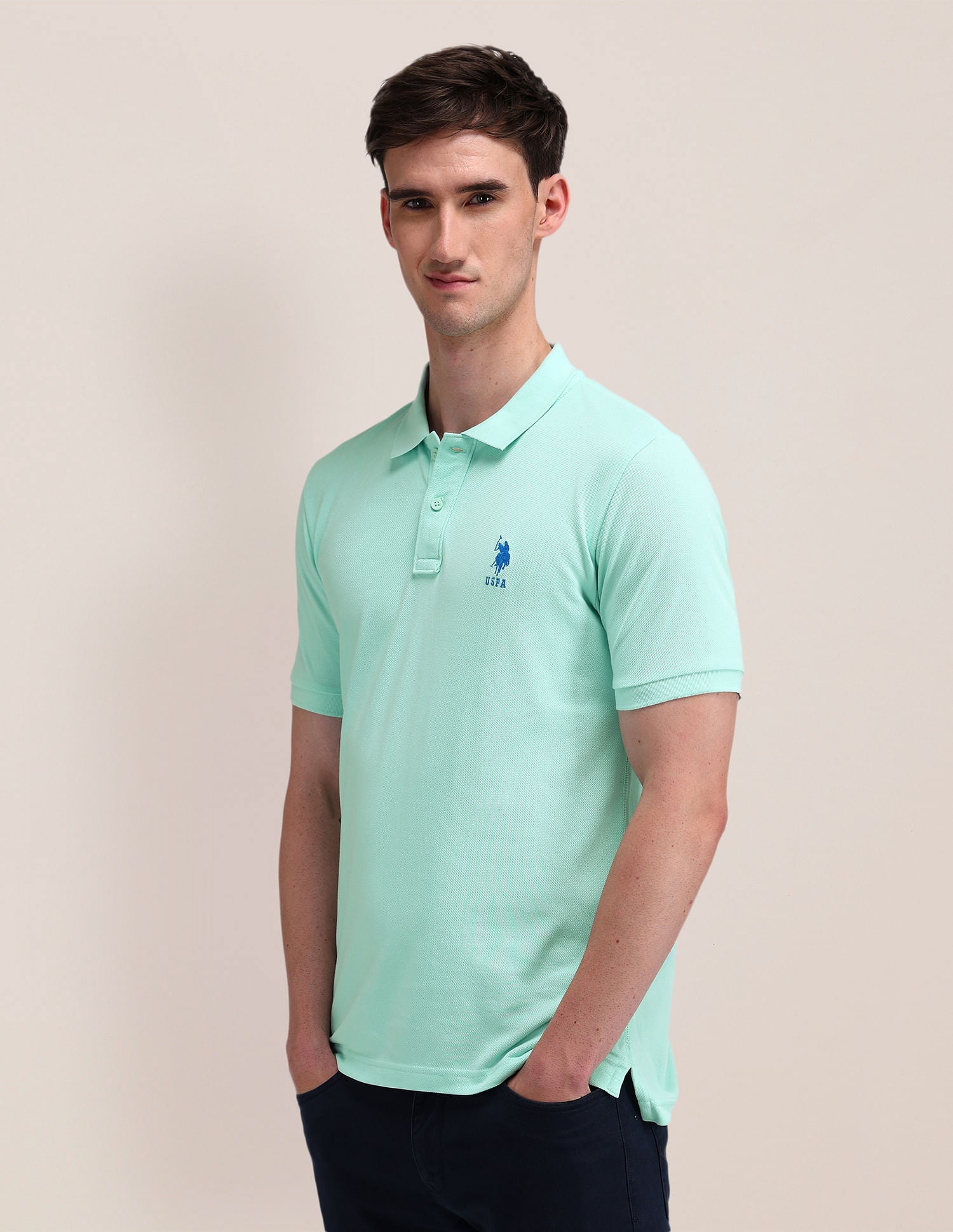 Solid Slim Fit Polo Shirt Aqua - U.S. POLO ASSN. | Large