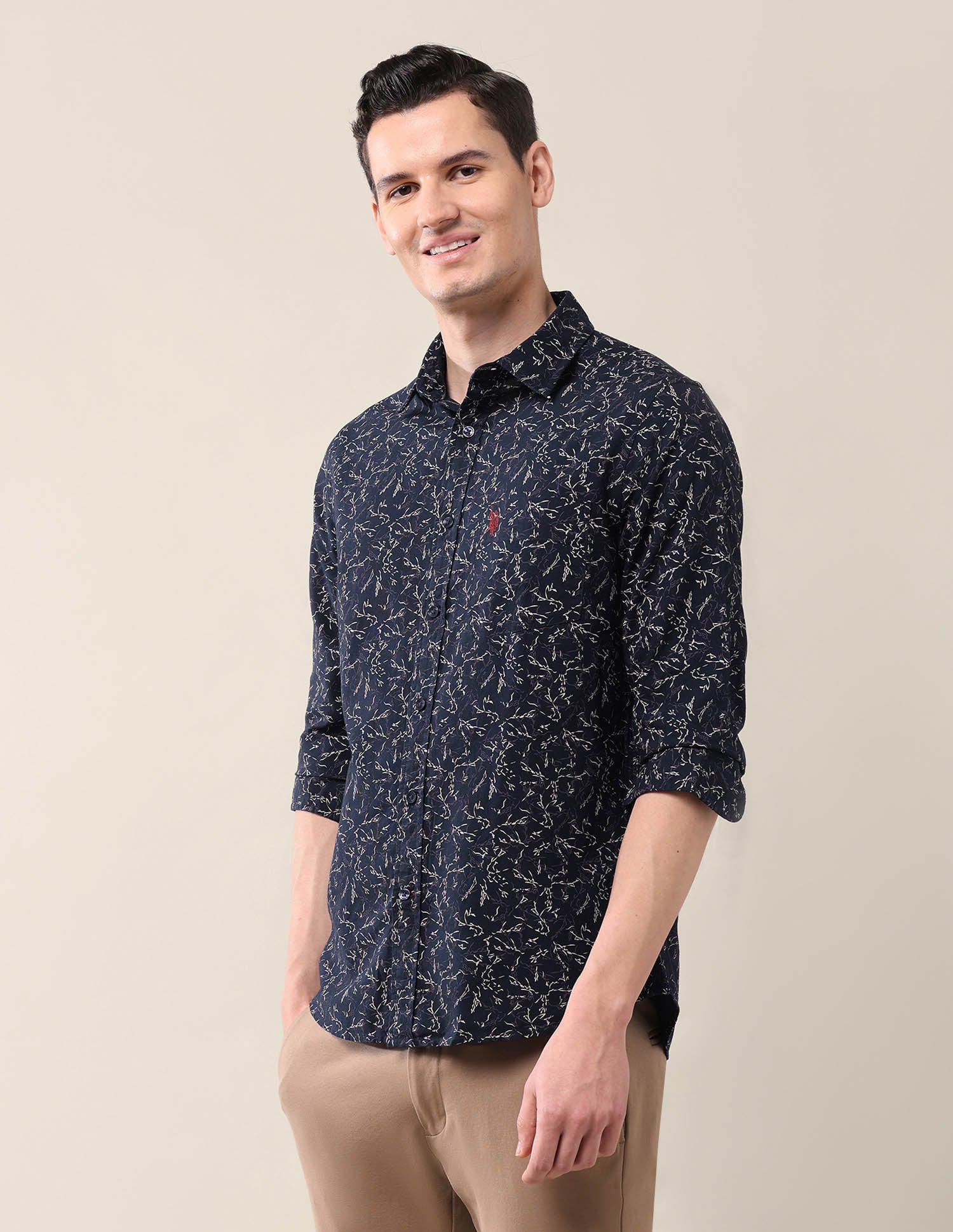 All-Over Tailored Fit Shirt Navy - U.S. POLO ASSN. | Large