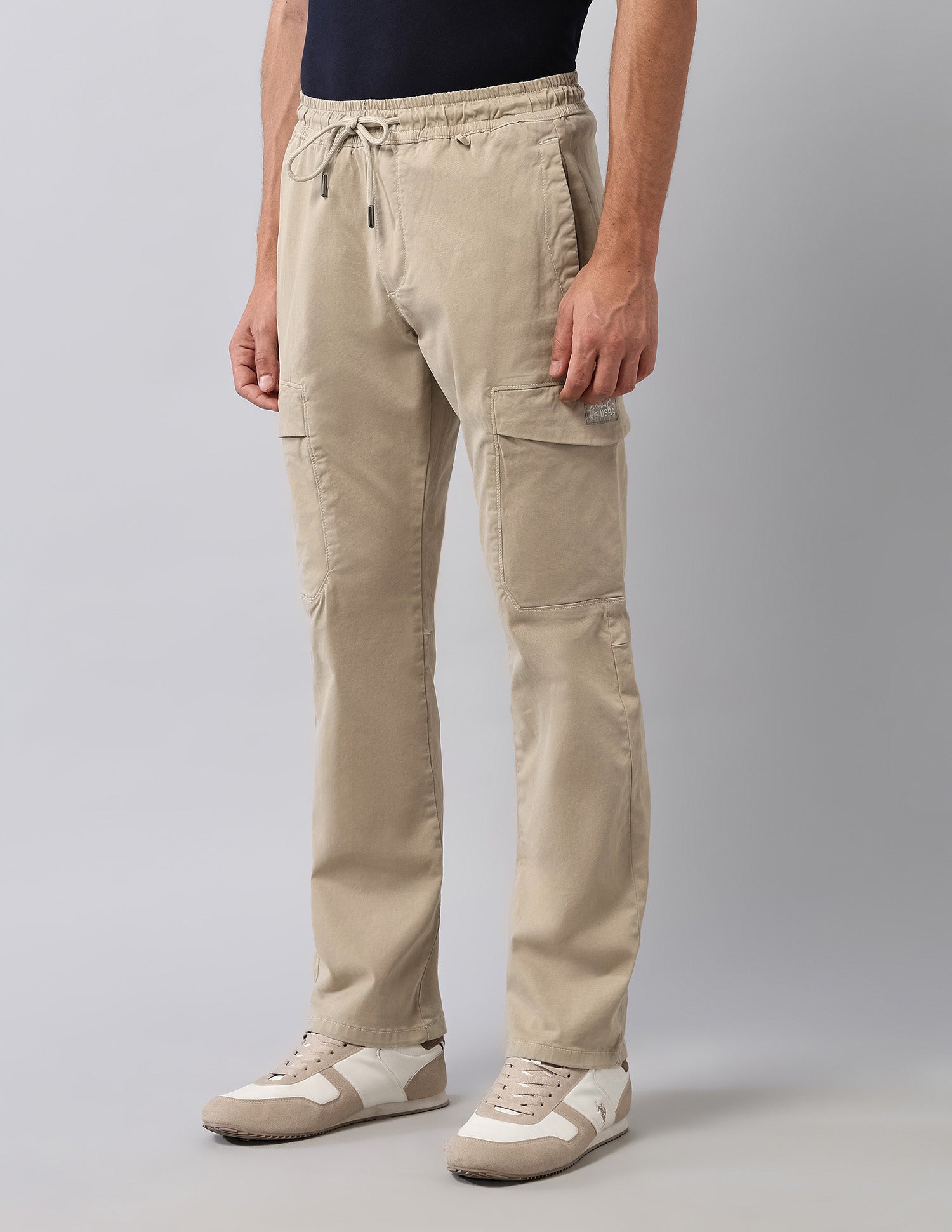 Solid Straight Fit Cargos Beige - U.S. Polo Assn. India | Large