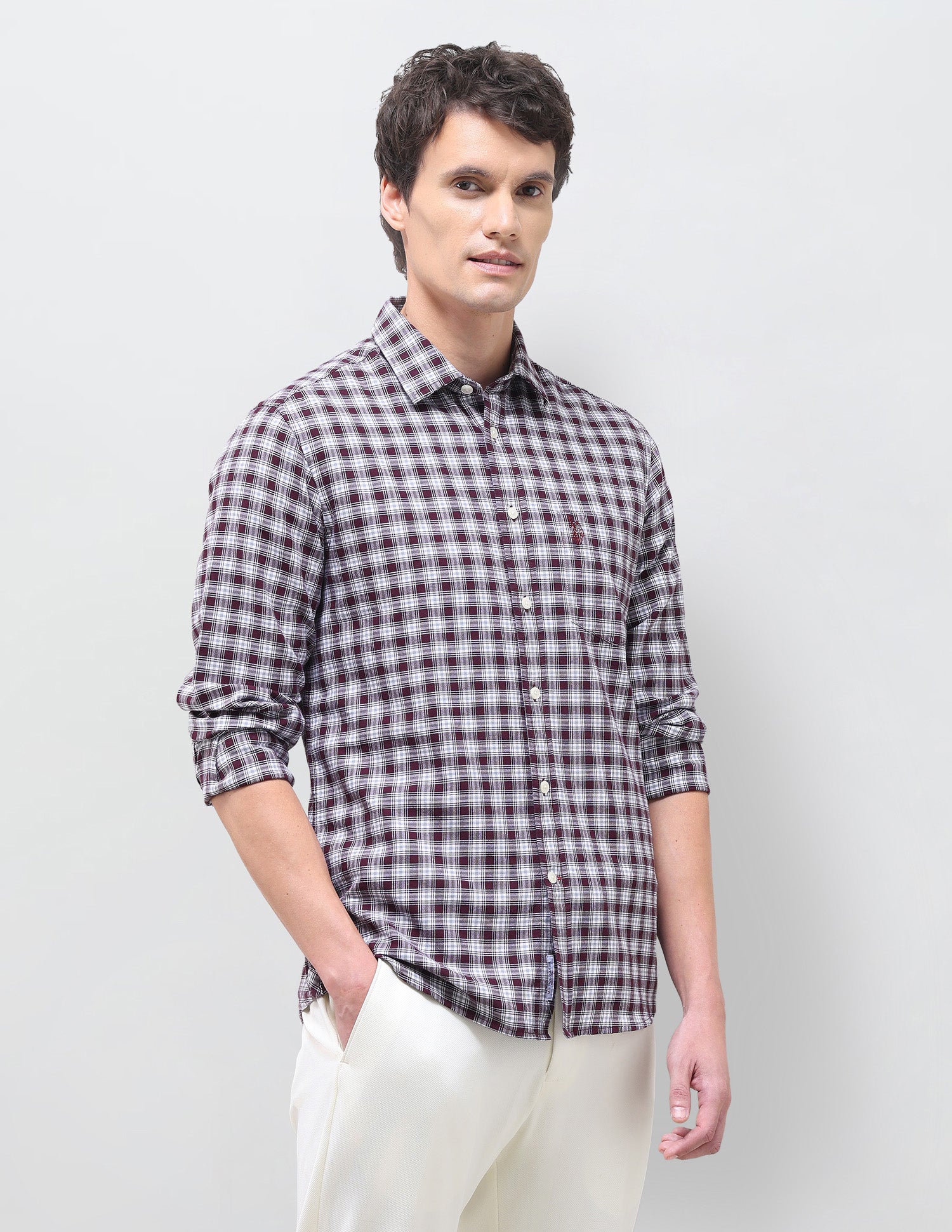Oxford Tartan Checked Shirt Maroon - U.S. Polo Assn. India | Large