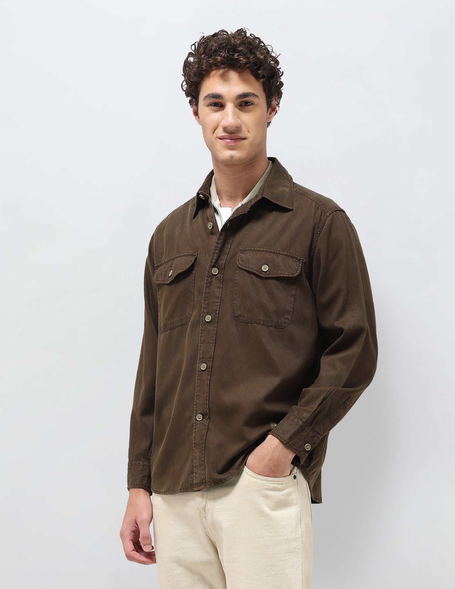 Comfort Fit Twill Shirt Brown - U.S. Polo Assn. India | Large