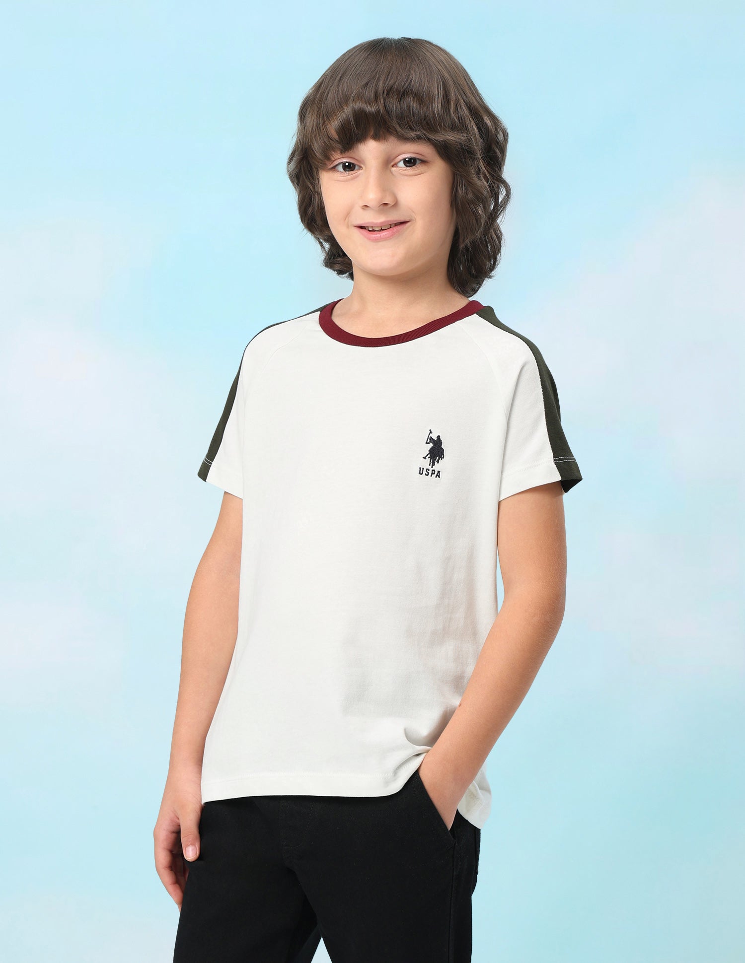 Solid Regular Fit T-Shirt Off White - U.S. Polo Assn. India | Large