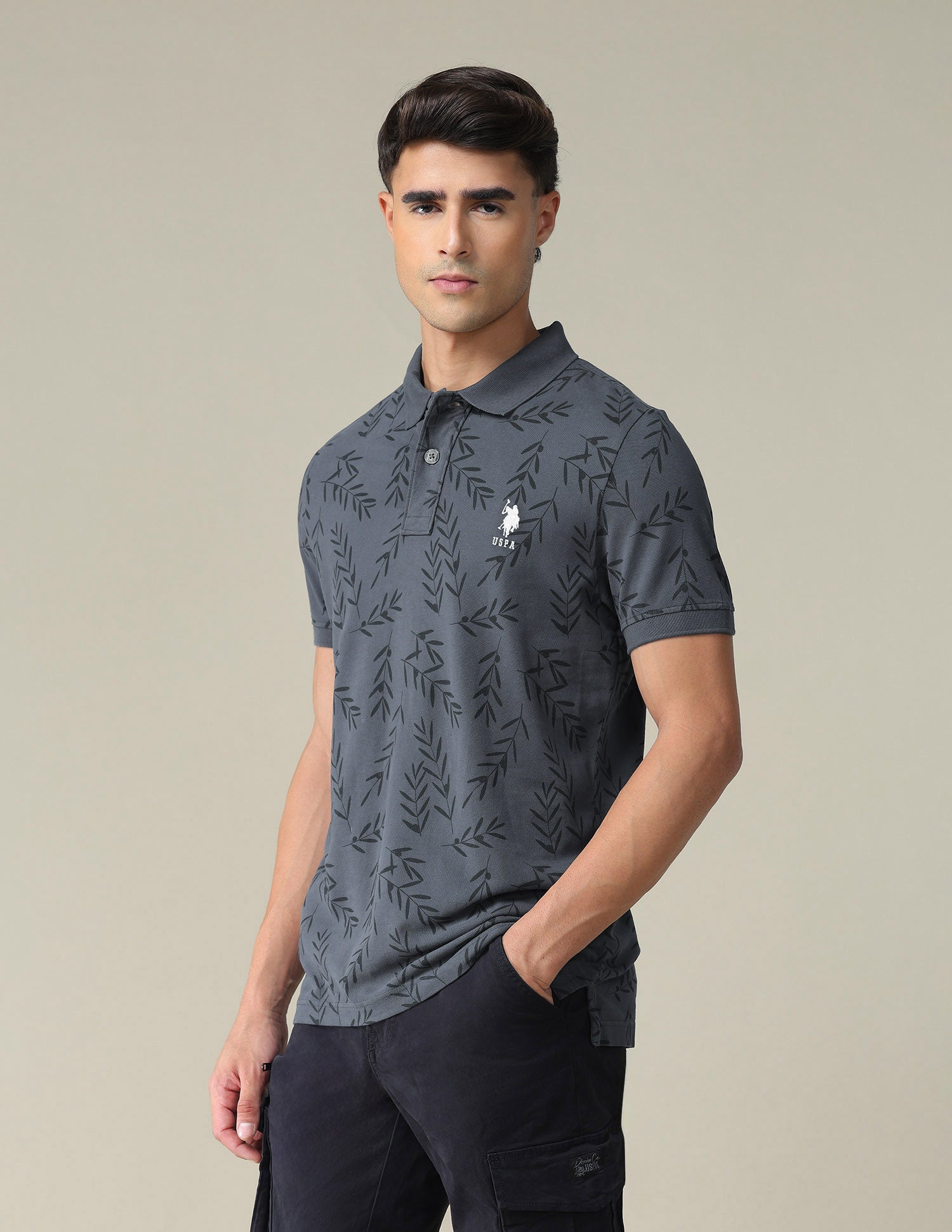 Pure Cotton Slim Fit Polo Shirt Charcoal - U.S. POLO ASSN. | Large