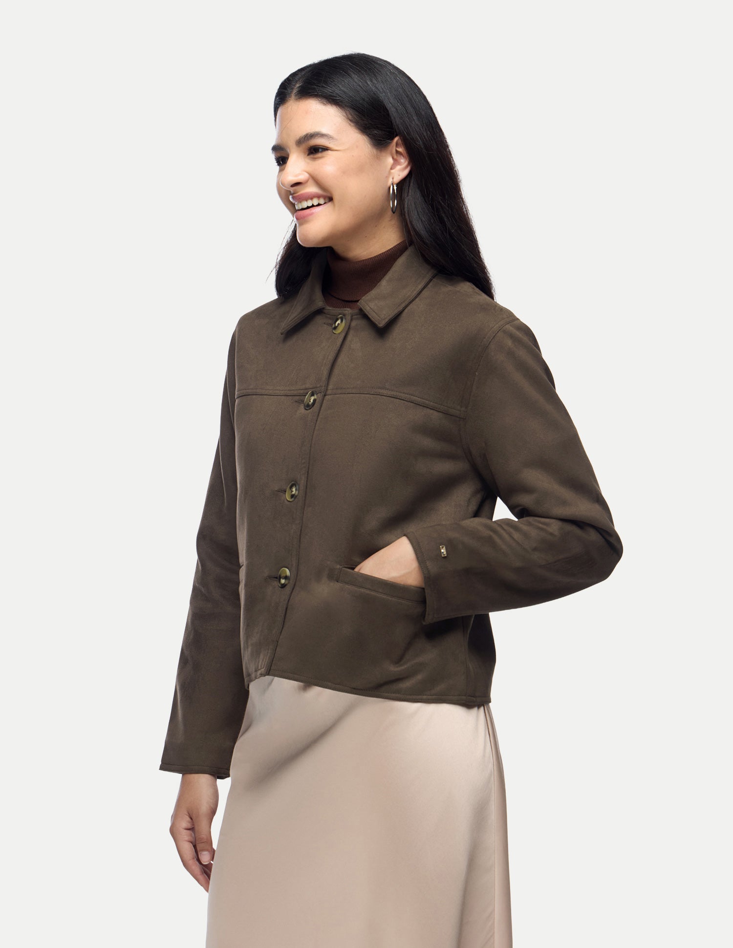 Solid Suede Jacket Brown - U.S. Polo Assn. India | Large