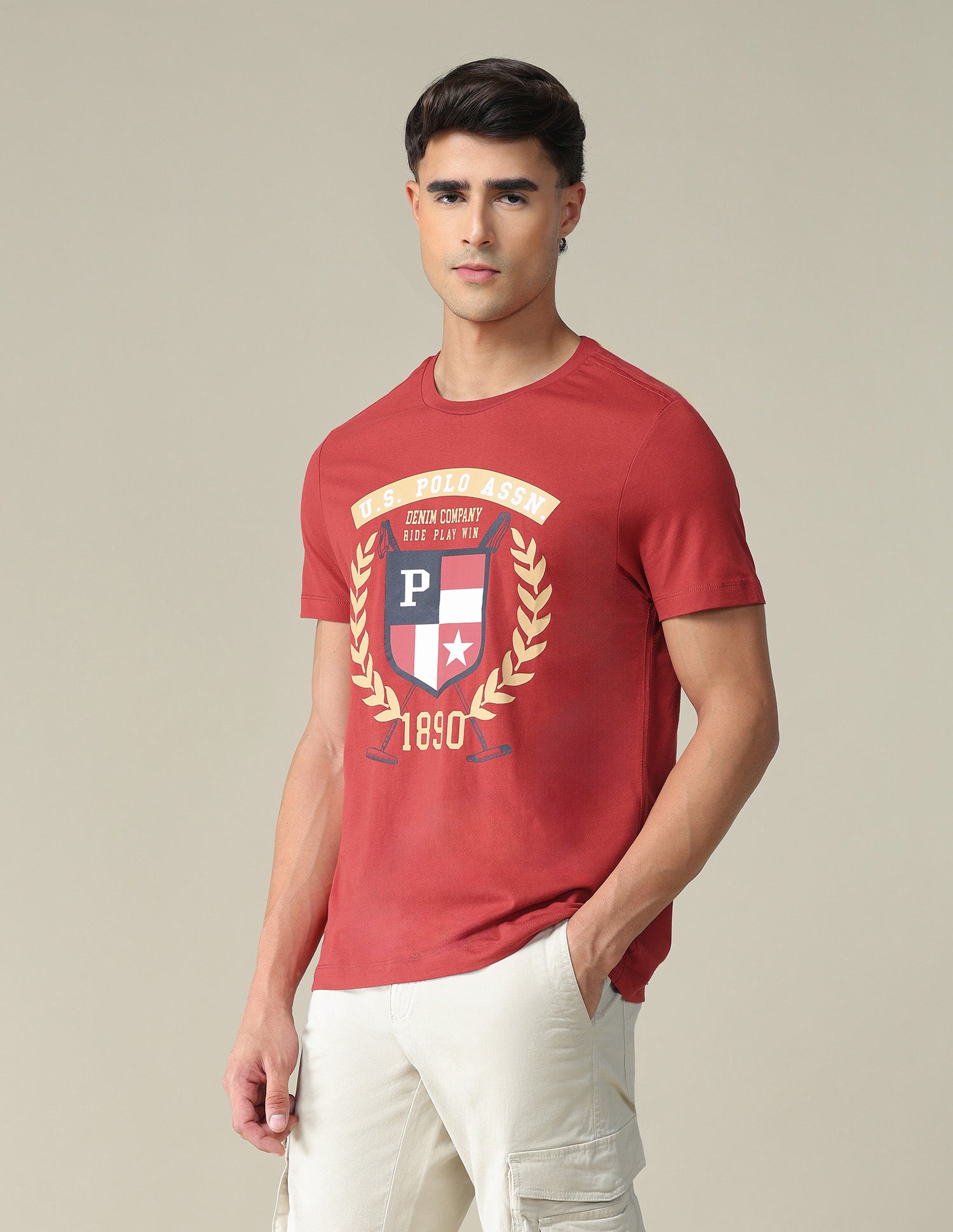 Short Sleeve Muscle Fit T-Shirt Maroon - U.S. POLO ASSN. | Large