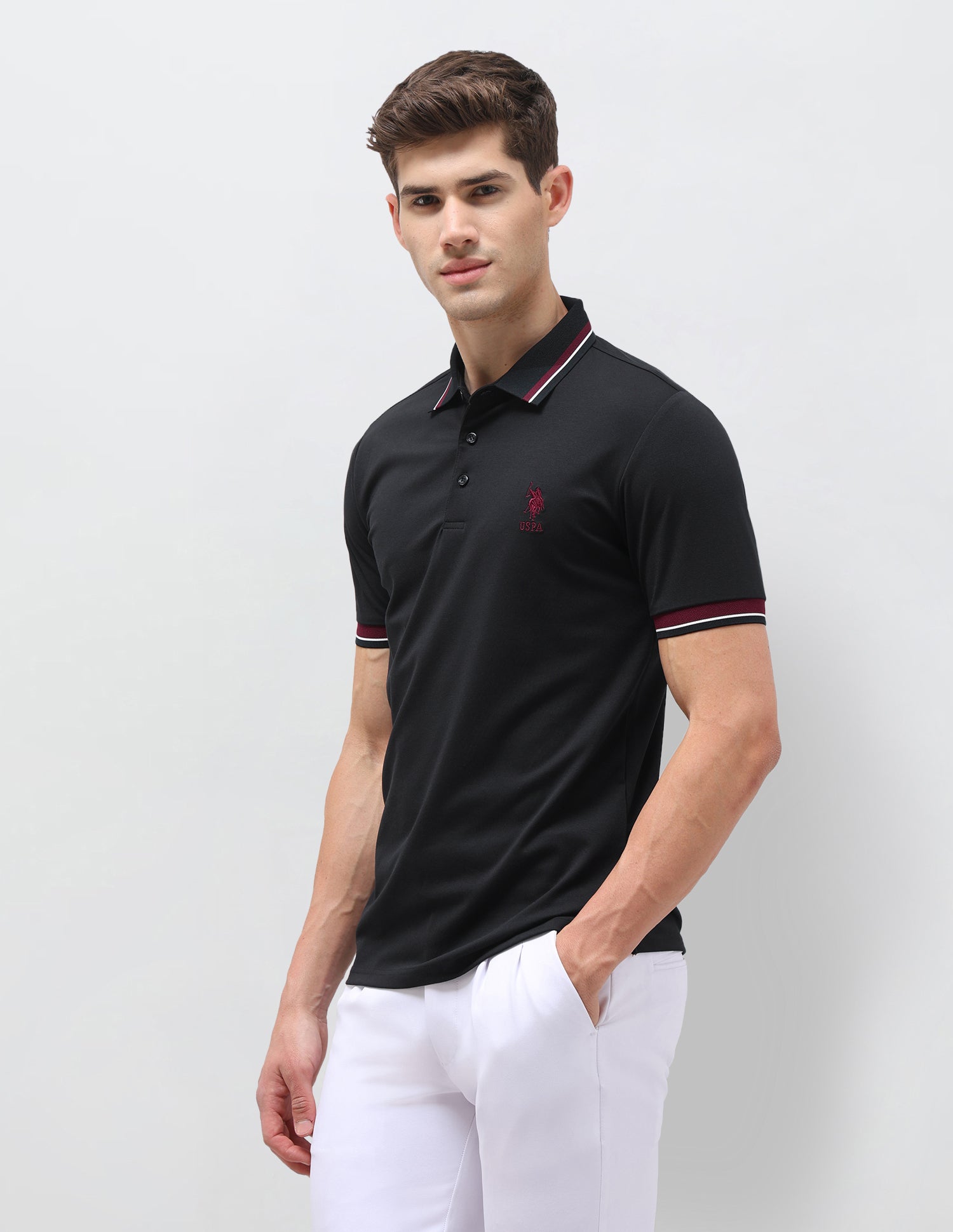 Solid Slim Fit Polo Shirt Navy - U.S. Polo Assn. India | Large