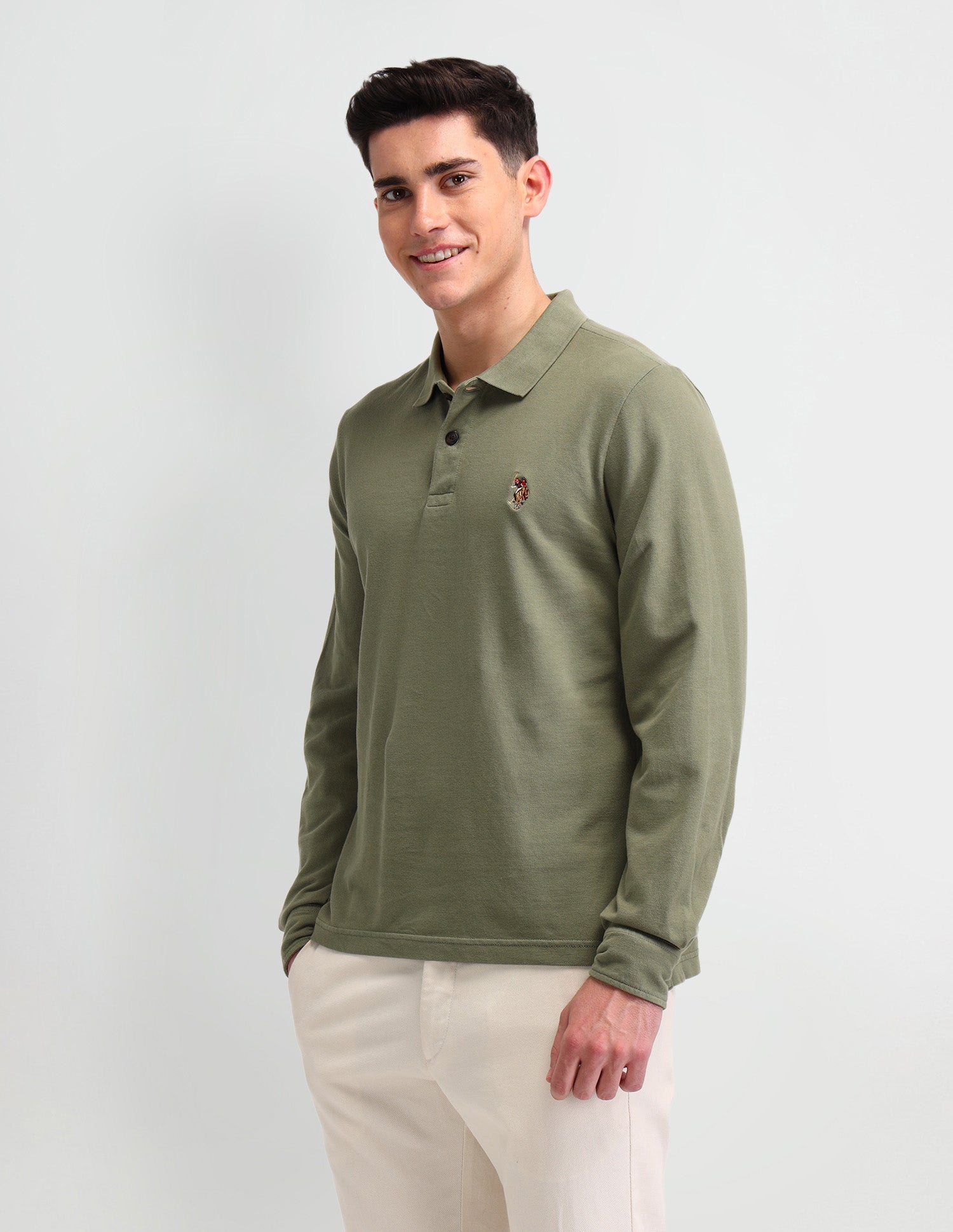 Solid Muscle Fit Polo Shirt Olive - U.S. Polo Assn. India | Large