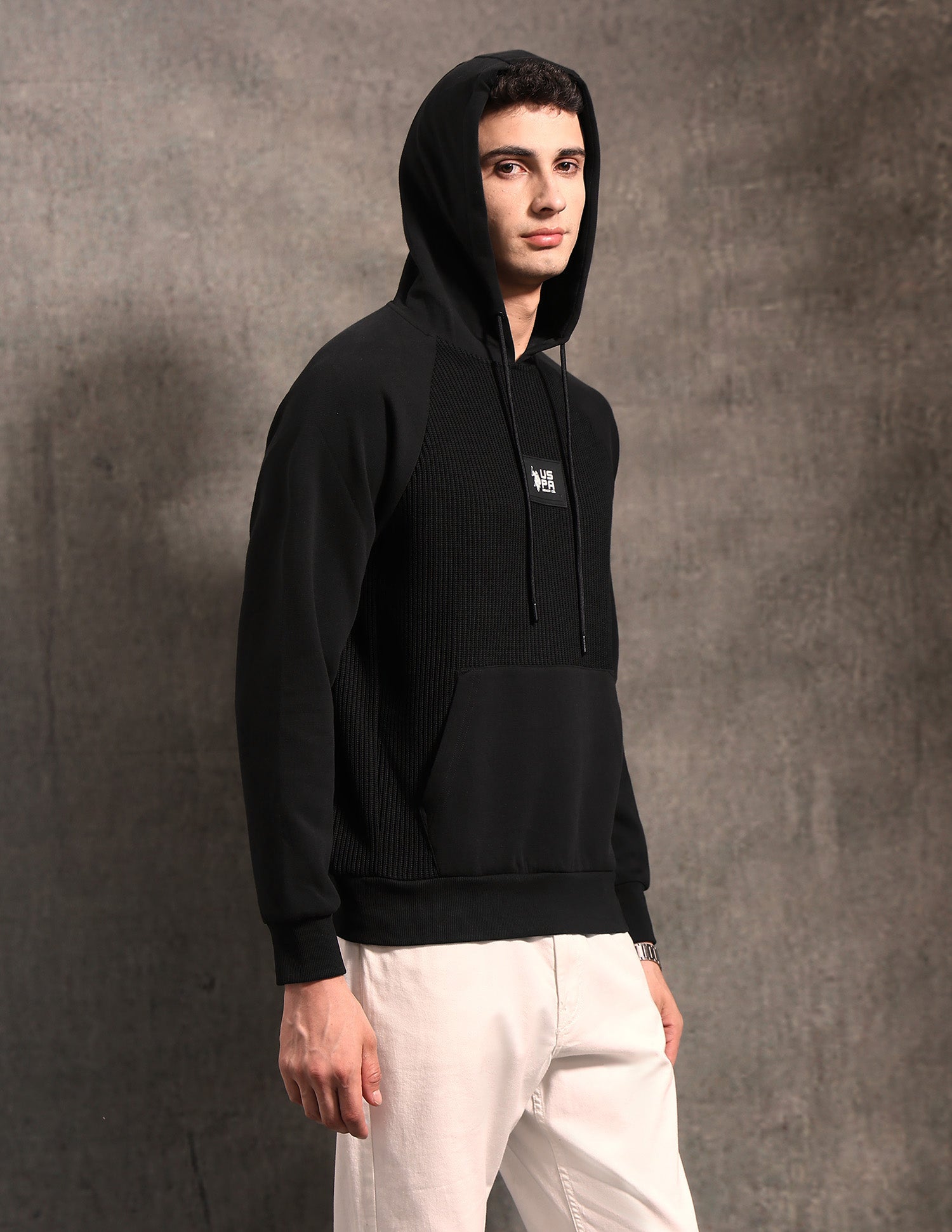 Textured Black & Gold Regular Fit Sweatshirt Black - U.S. POLO ASSN. | Large