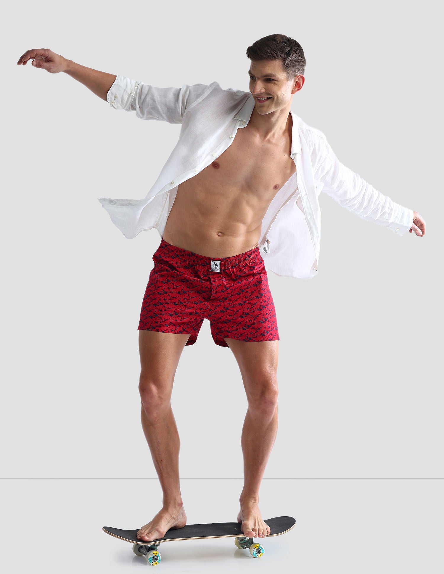 Mid Rise Soft Cotton OEX02 Boxers - Pack Of 2 Red and Black - U.S. POLO ASSN. | Large