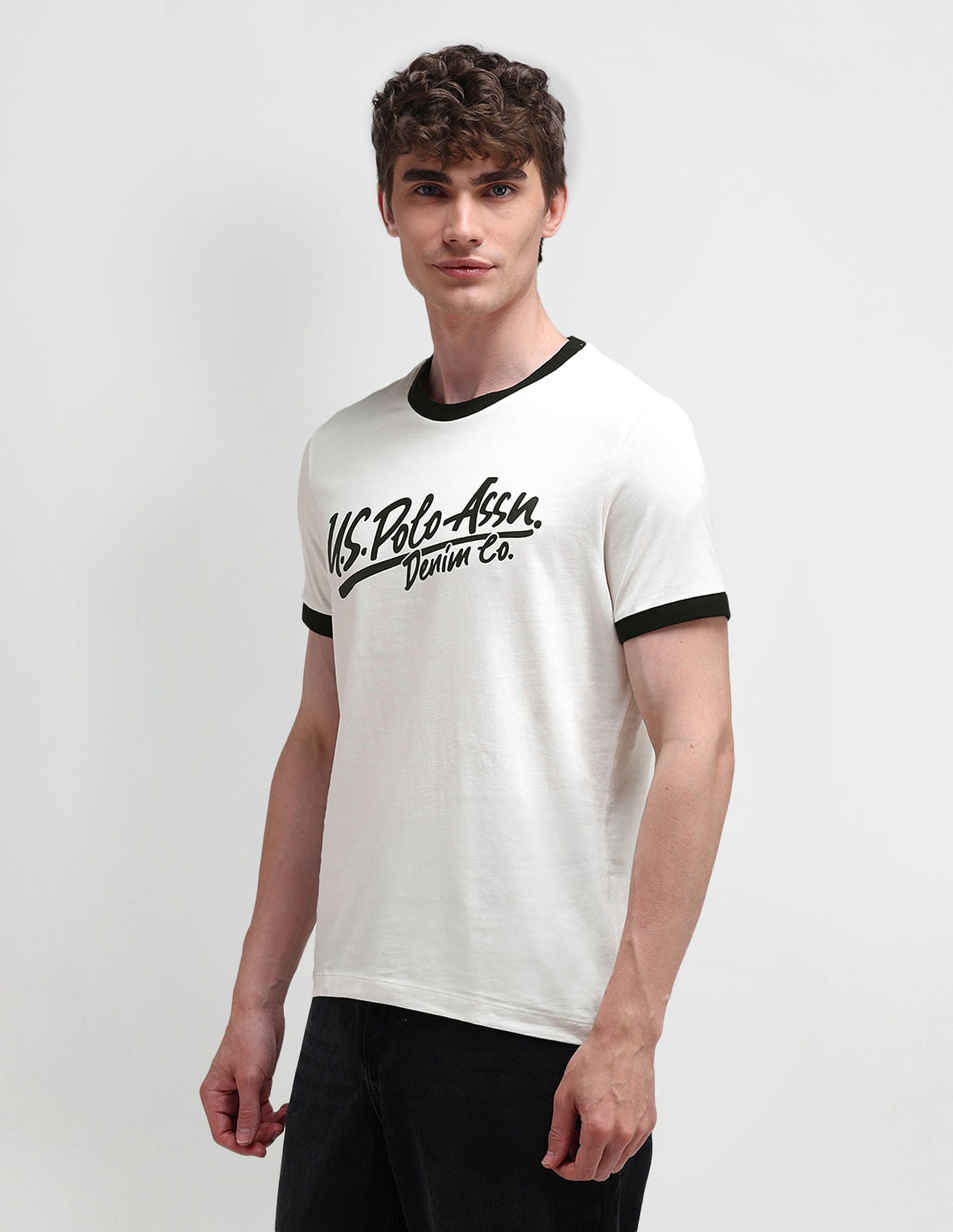 Muscle Fit Typography T-Shirt Black - U.S. POLO ASSN. | Large