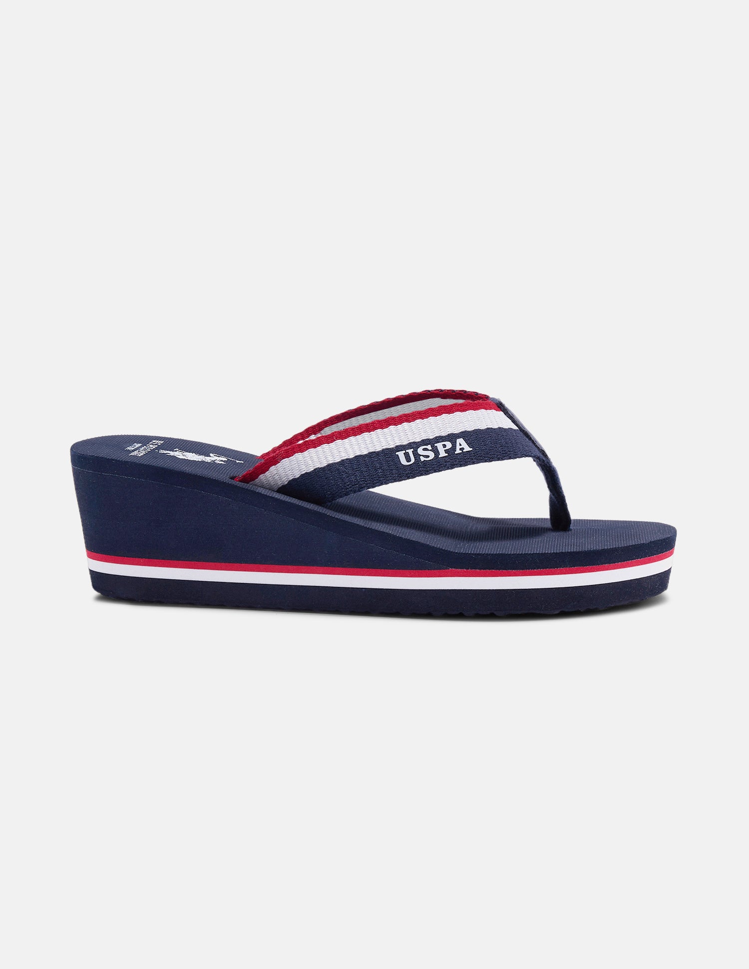 Saray Striped Flip Flop Wedge Sandals Navy - U.S. Polo Assn. India | Large