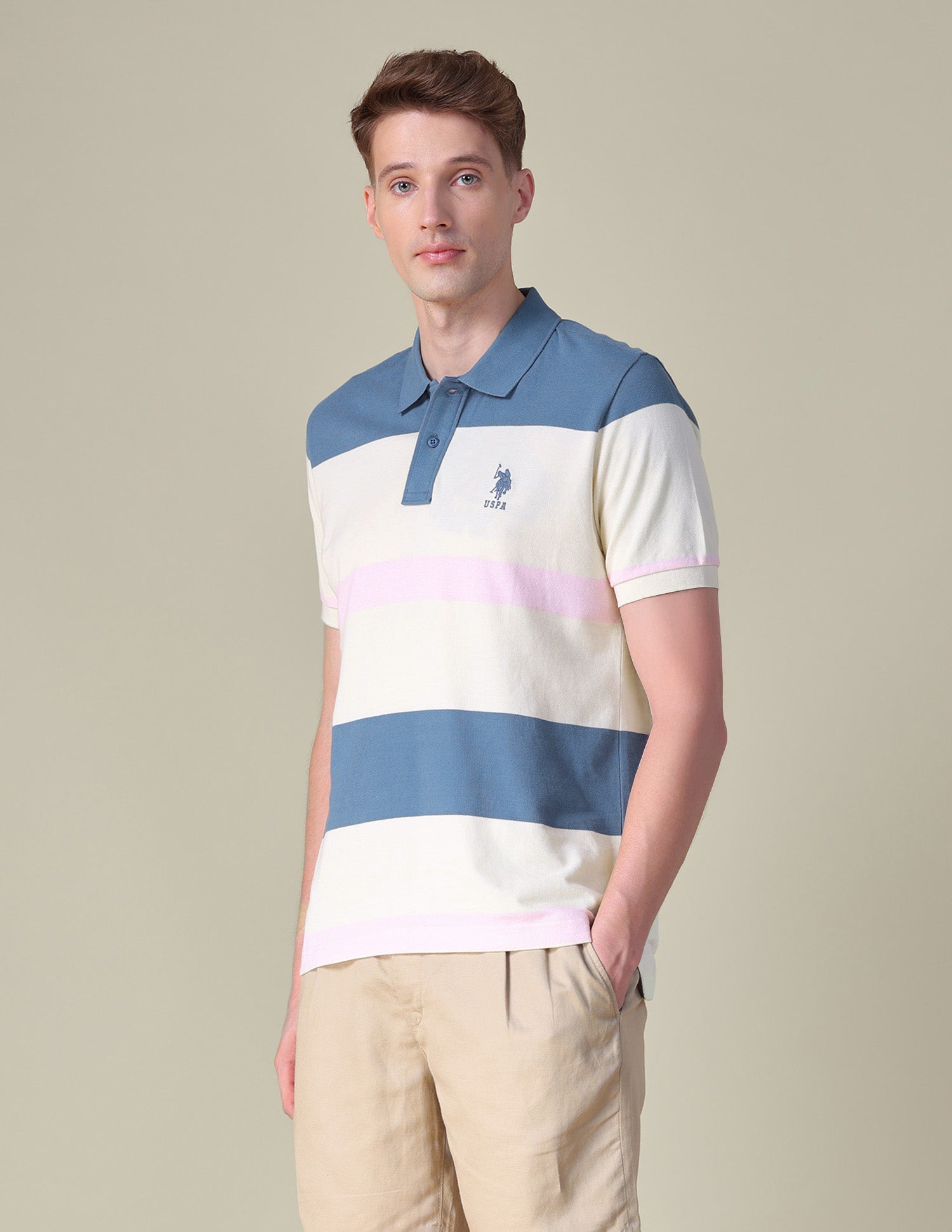 Colorblocked Boxy Fit Polo Shirt Blue - U.S. POLO ASSN. | Large