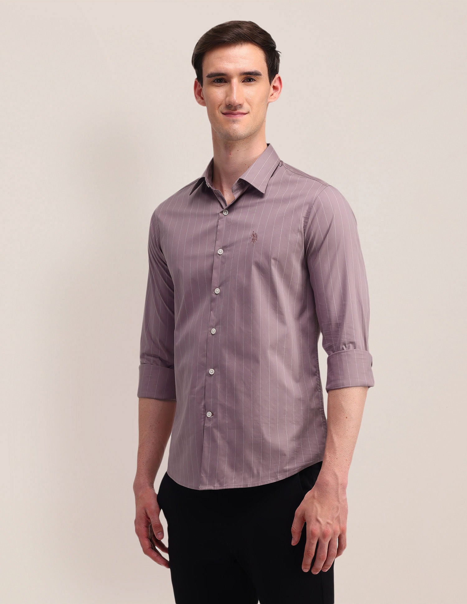 Vertical Striped Regular Fit Shirt Pink - U.S. POLO ASSN. | Large