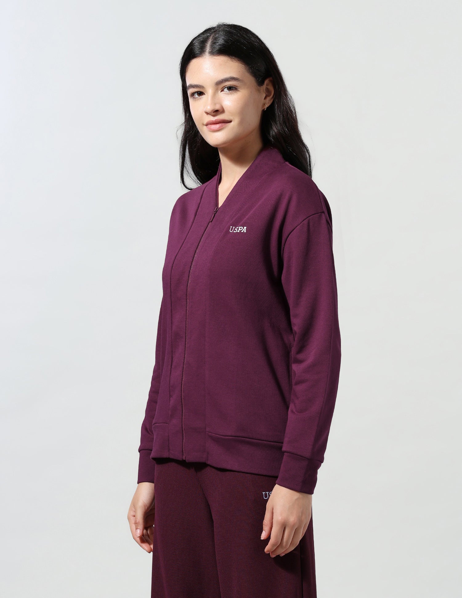 Collarless Zipper Jacket Wine - U.S. Polo Assn. India | Large