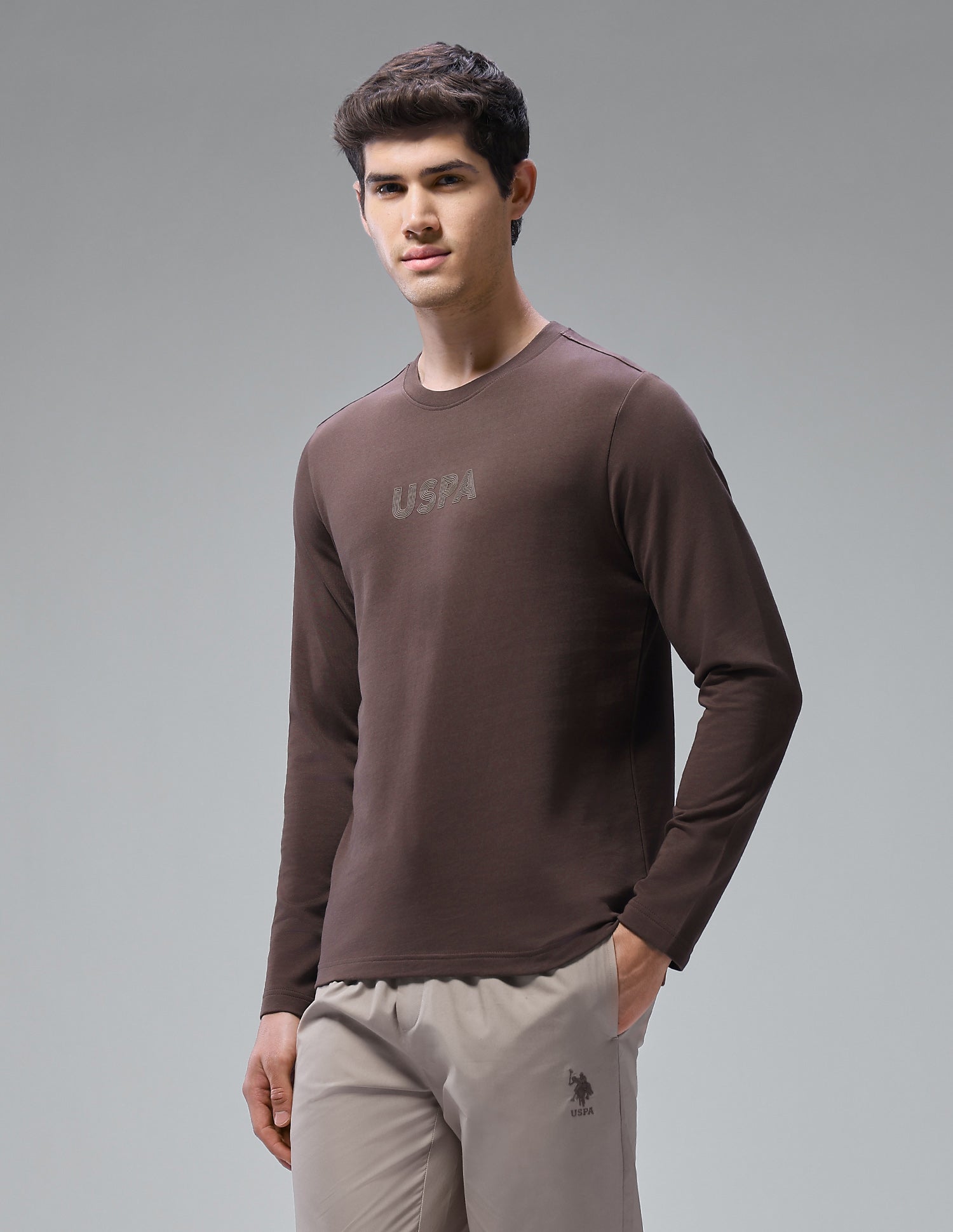 Solid Comfort Fit Loungewear T-Shirt Chestnut - U.S. Polo Assn. India | Large