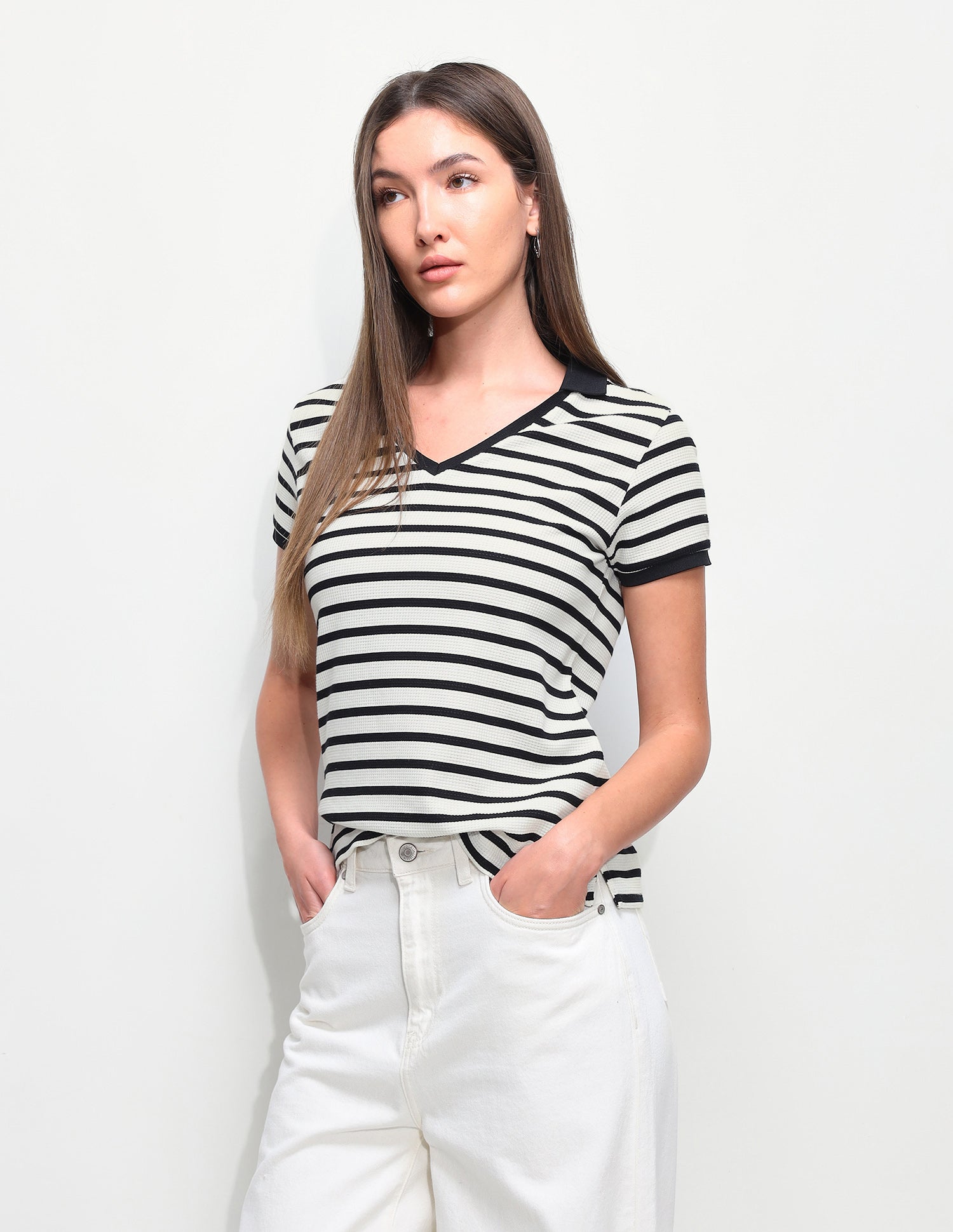 Self Design Horizontal Striped Regular Fit T-Shirt Multicolour - U.S. Polo Assn. India | Large