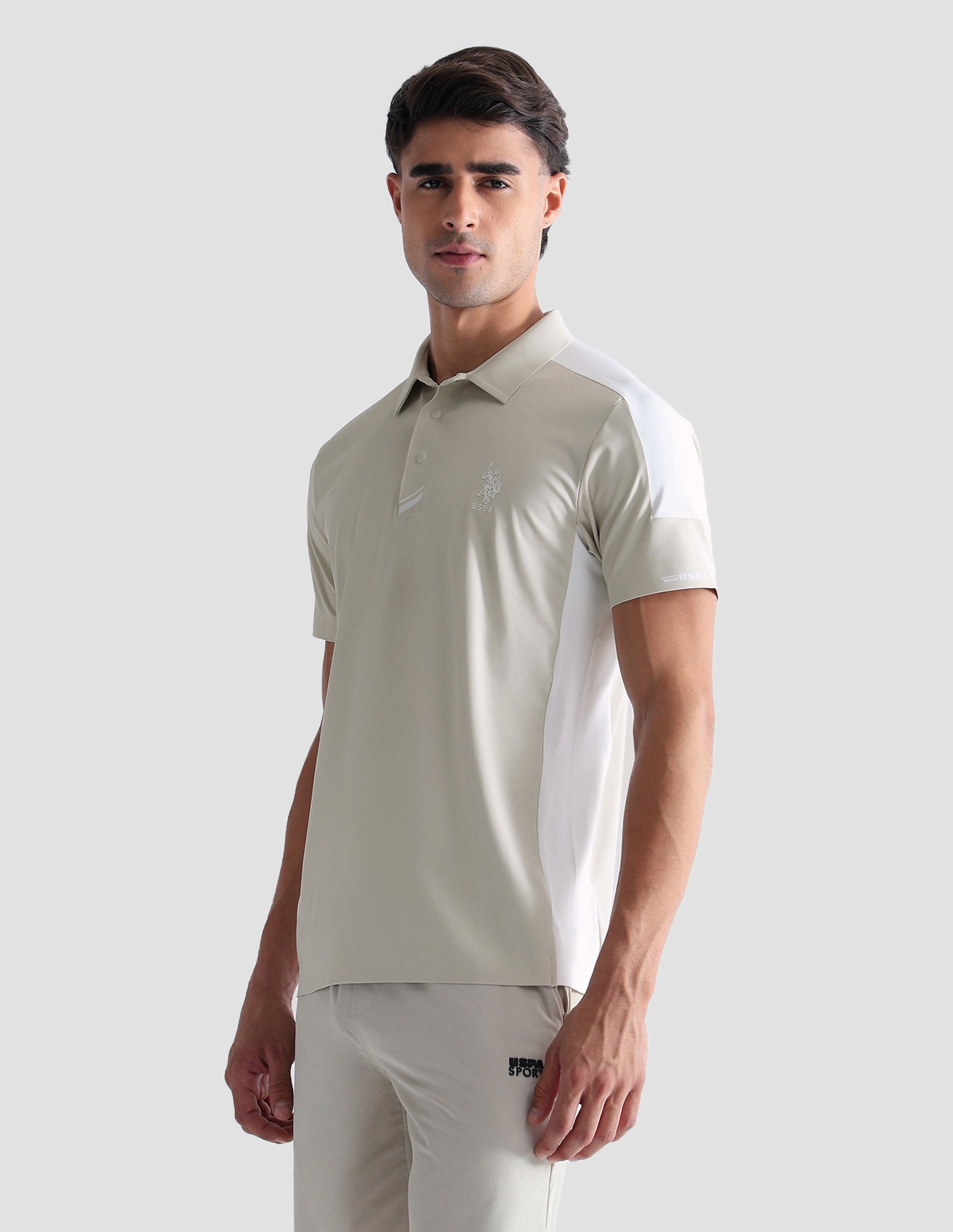 Colorblocked Active Polo Shirt Beige - U.S. POLO ASSN. | Large