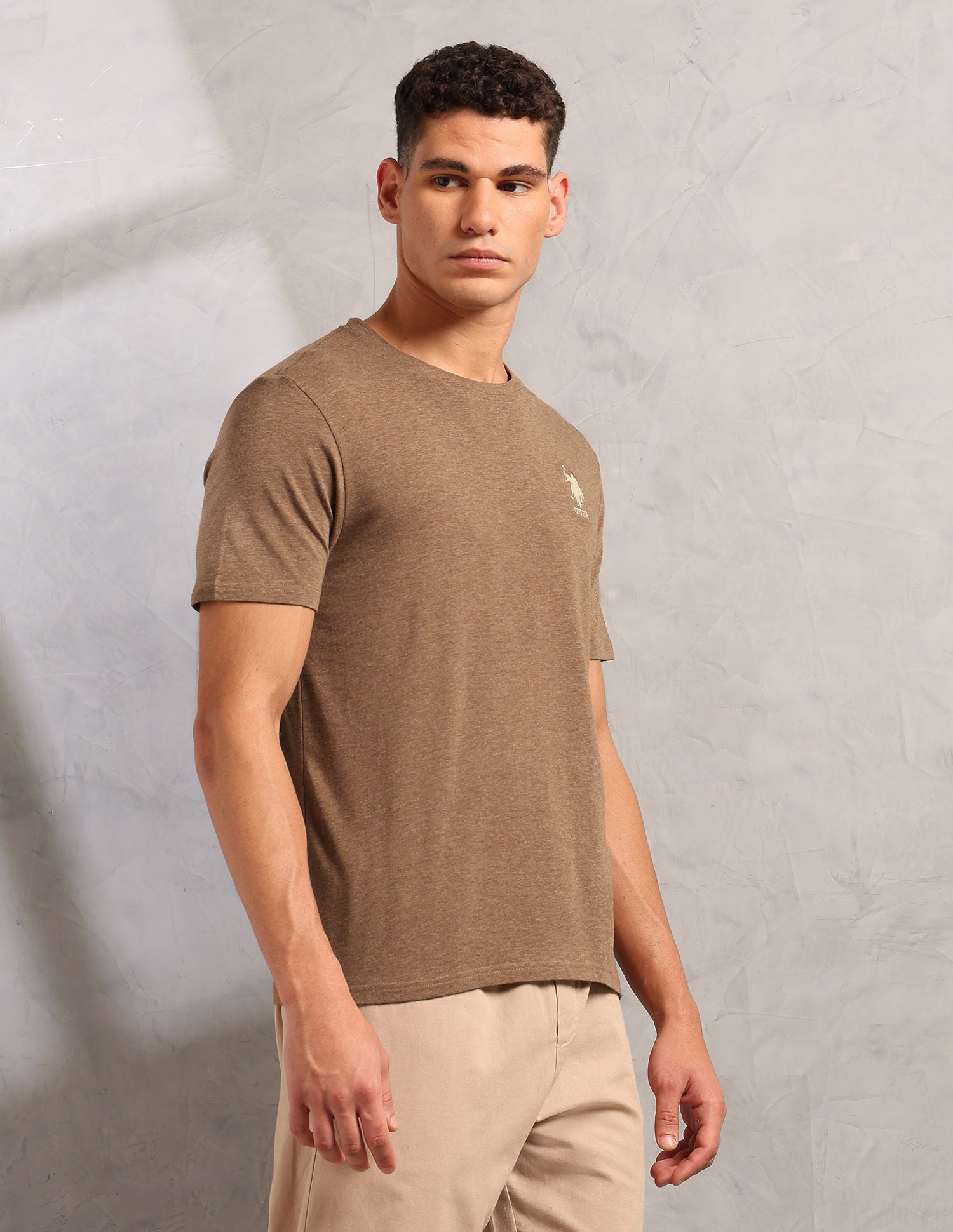 Antibacterial Comfort Fit Pe003 Lounge T-Shirt - Pack Of 1 Light Brown Melange - U.S. POLO ASSN. | Large