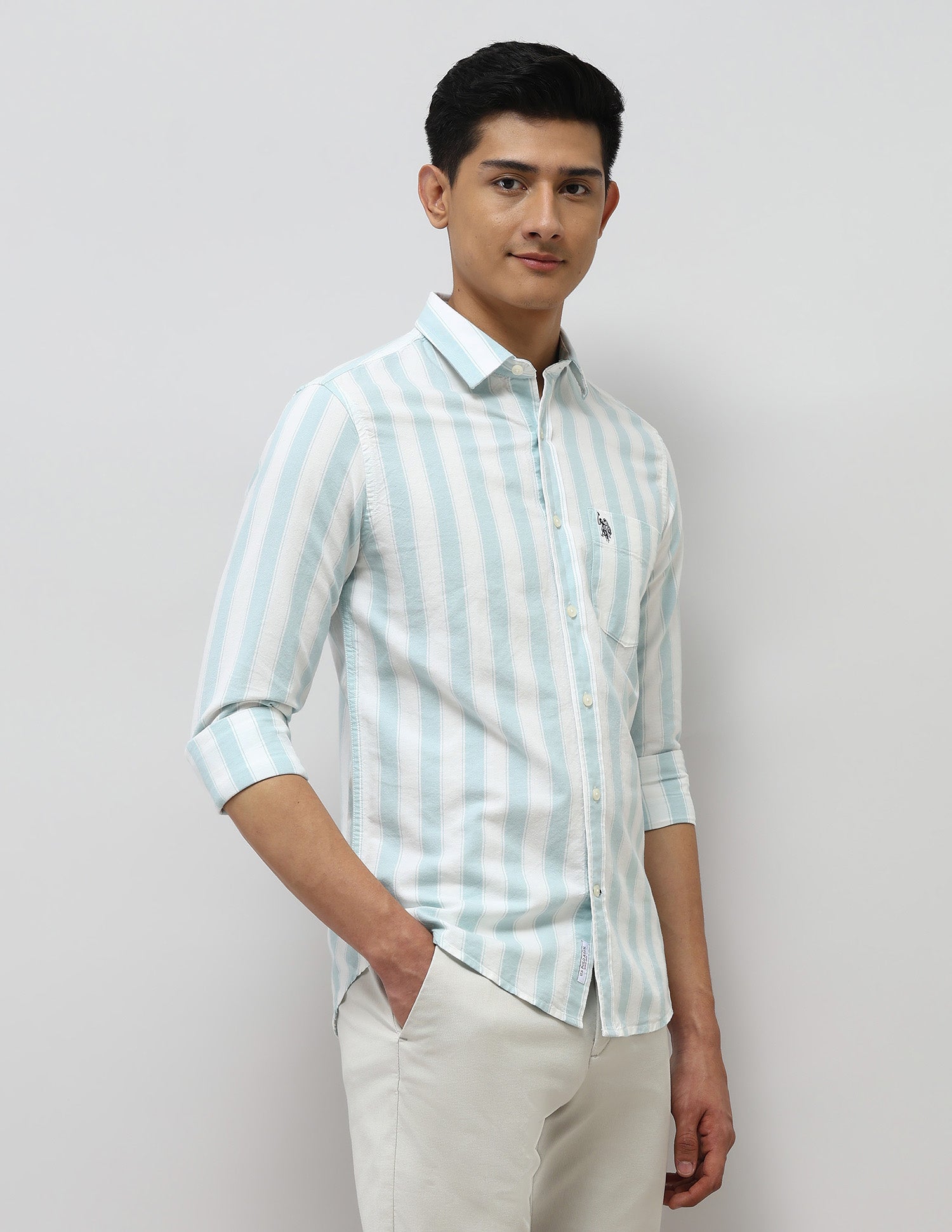 Oxford Tailored Fit Shirt Light Green - U.S. Polo Assn. India | Large