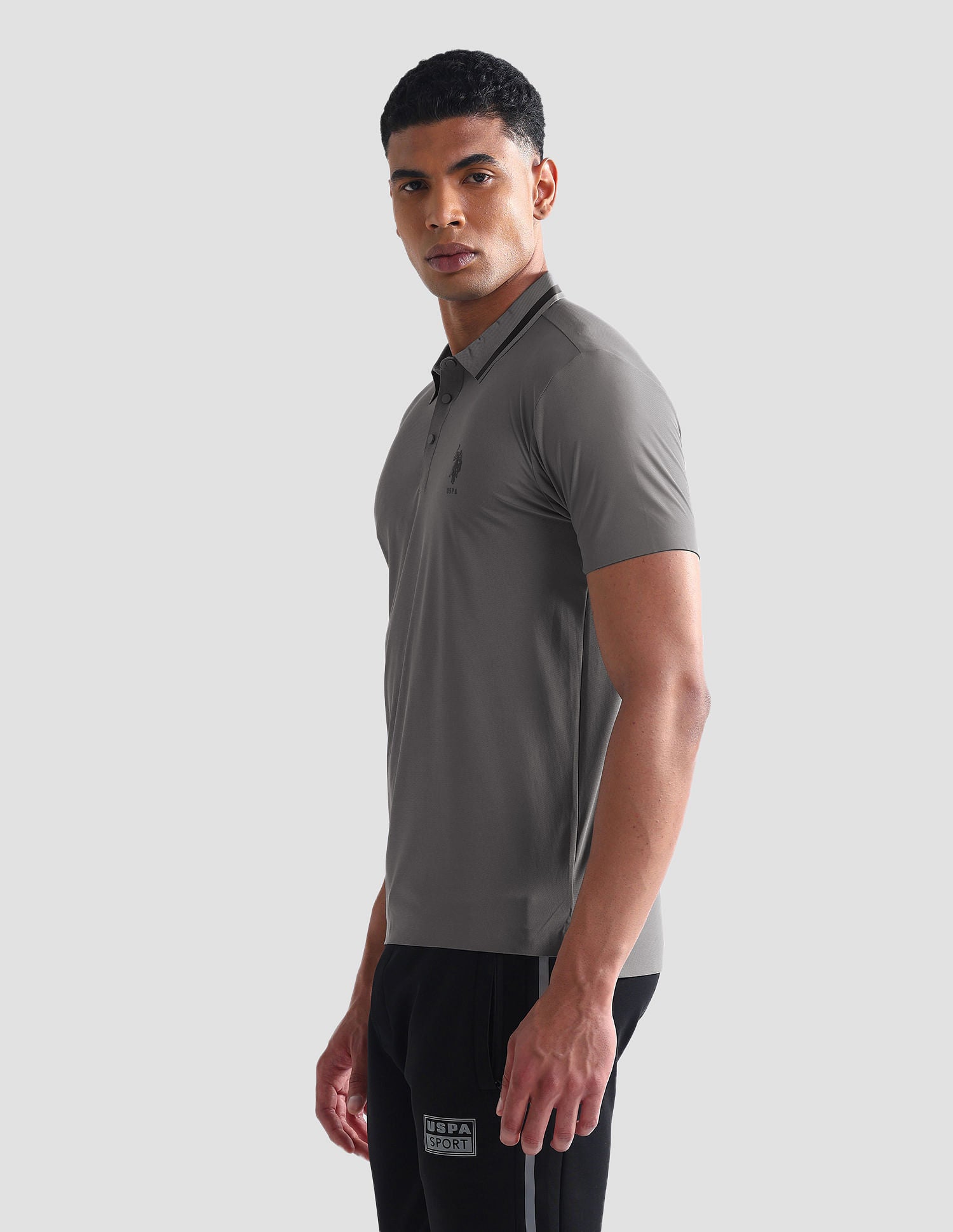 Solid Slim Fit Polo Shirt Grey - U.S. Polo Assn. India | Large