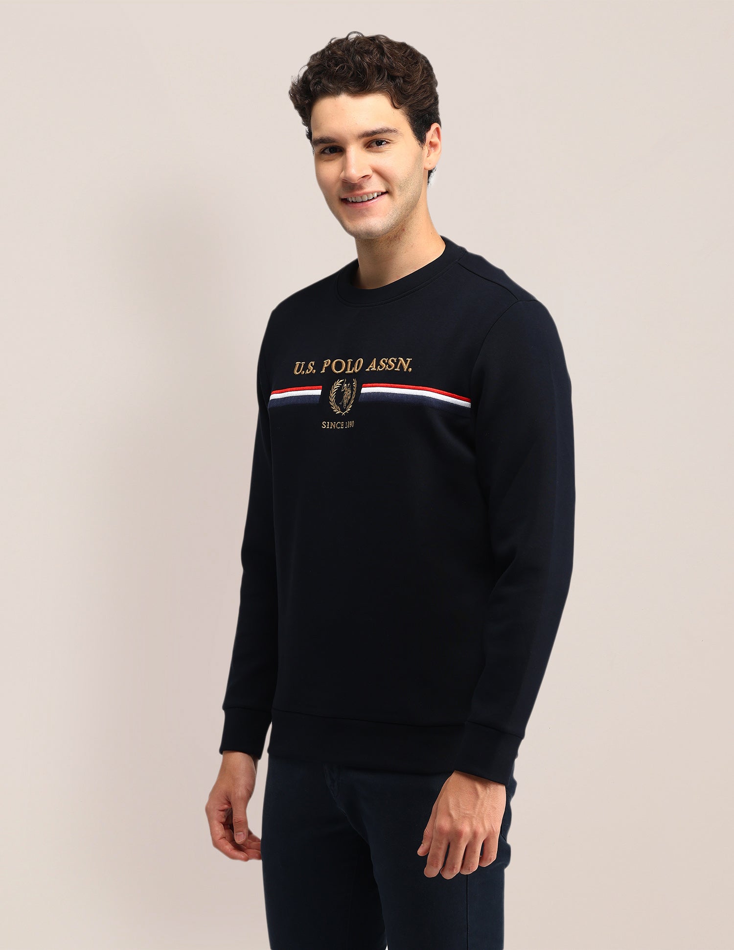 Brand Printed Regular Fit Sweatshirt Navy - U.S. Polo Assn. India | Large