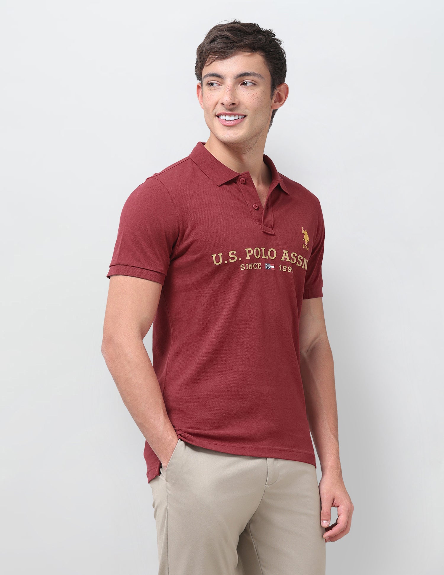 Brand Printed Regular Fit Polo Shirt Red - U.S. Polo Assn. India | Large