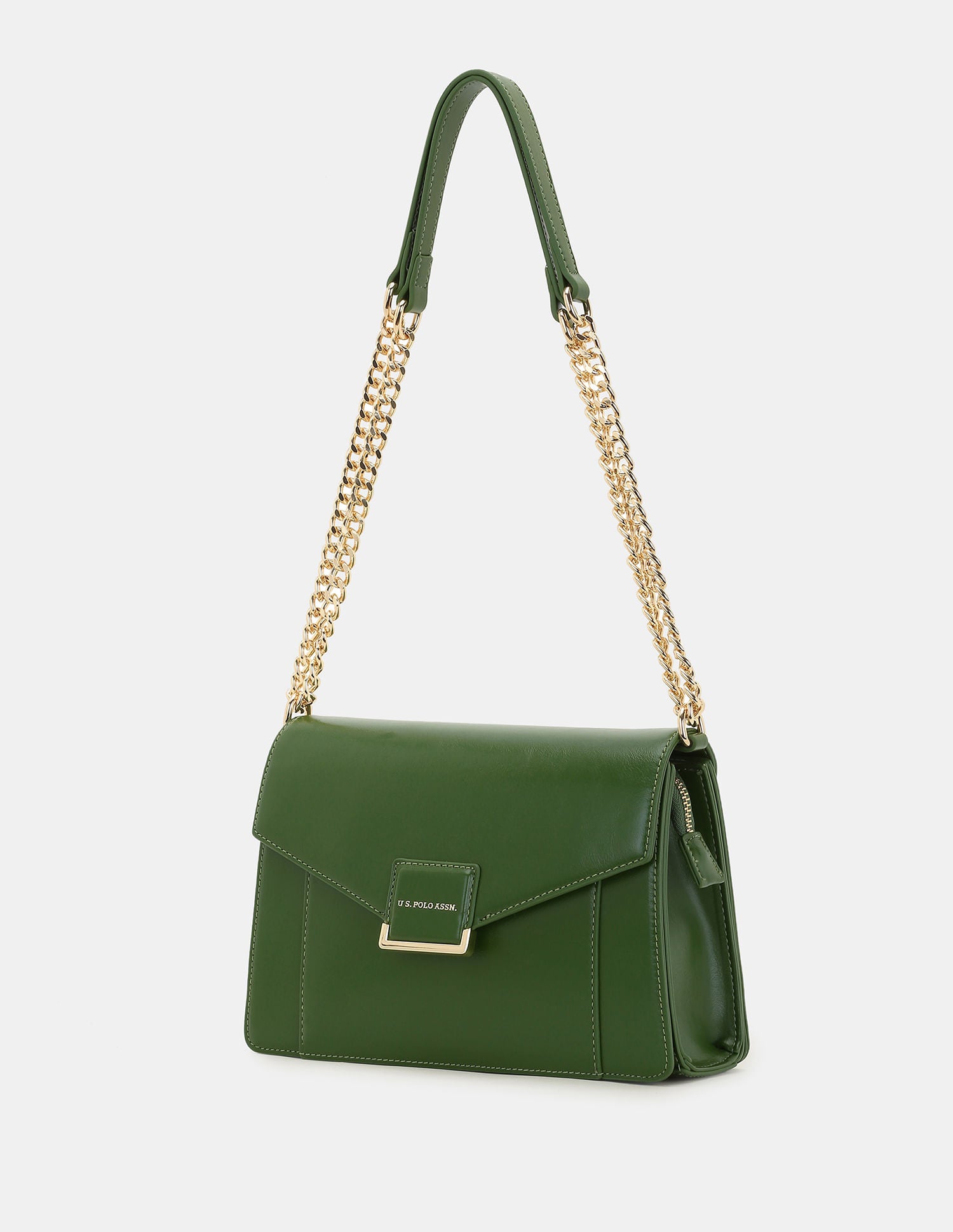 Women Bliss Sling Bag with Solid Structured Design Green - U.S. POLO ASSN. | Large