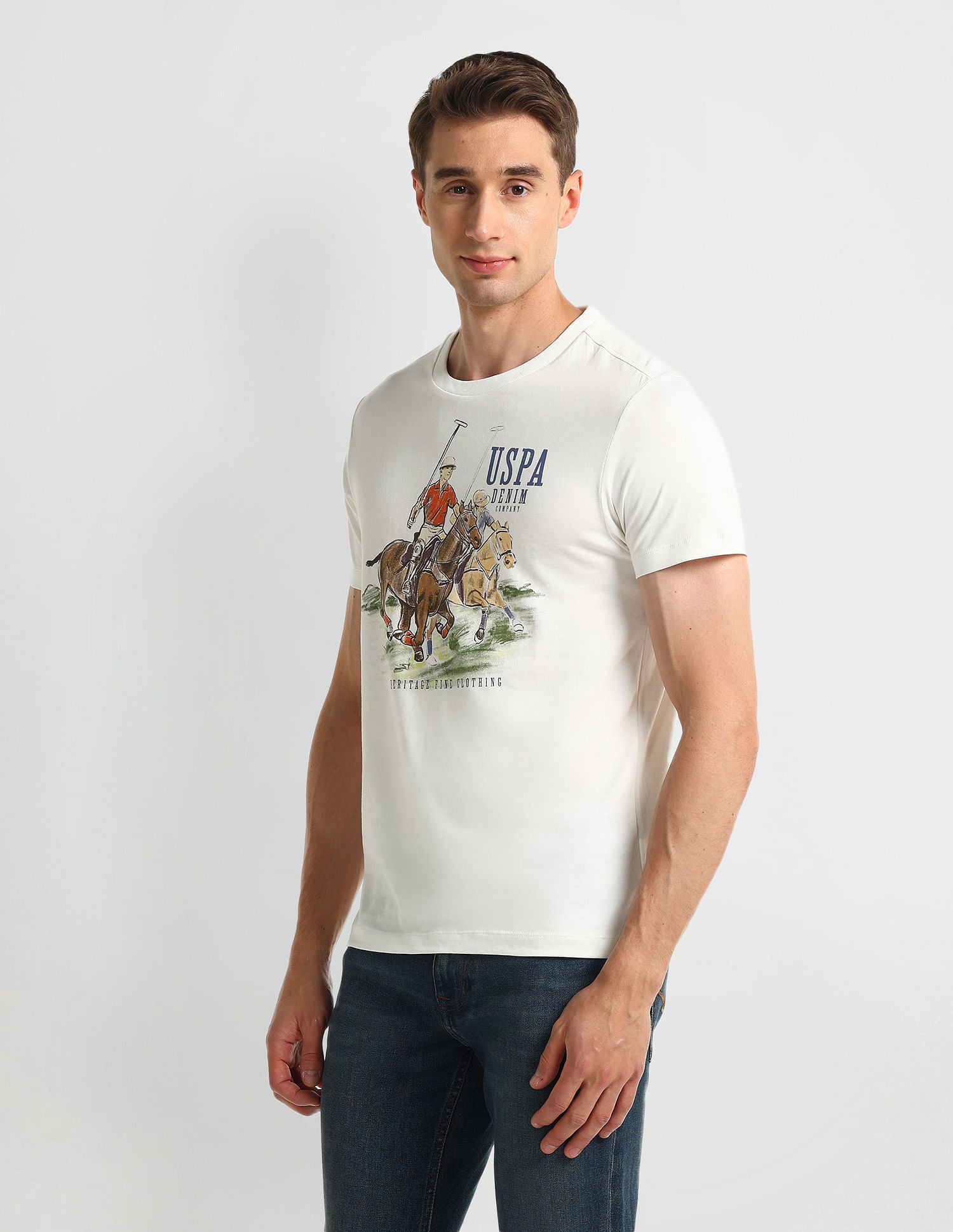 Muscle Fit Graphic T-Shirt White - U.S. Polo Assn. India | Large