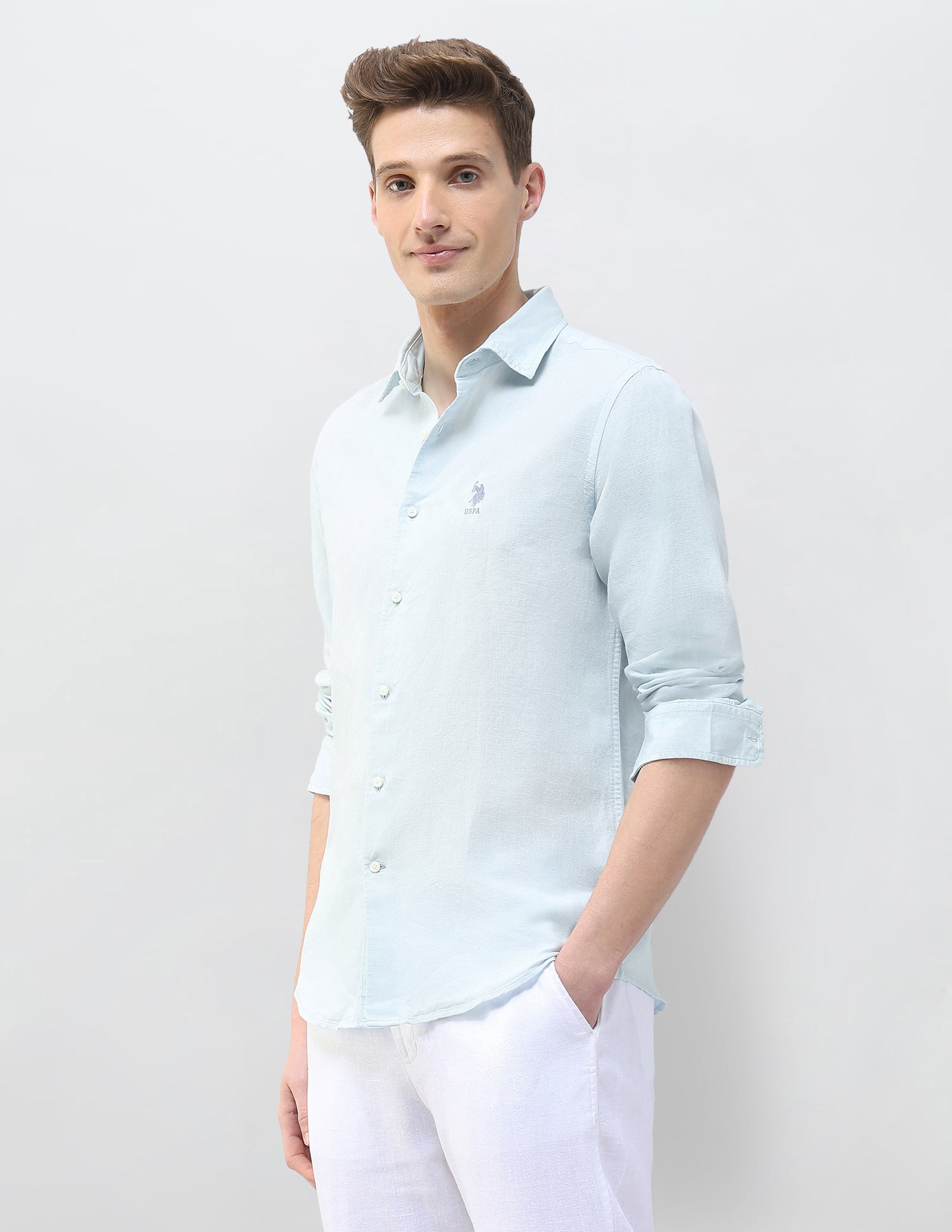 Regular Fit Motel On The Coast Shirt Light Blue - U.S. Polo Assn. India | Large