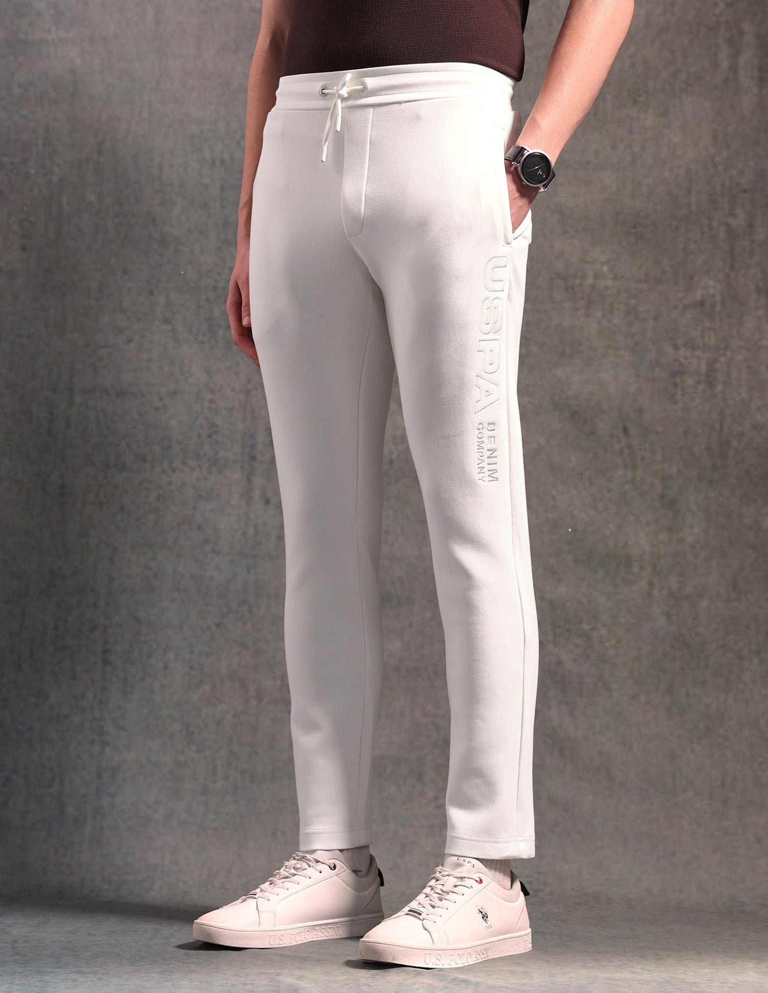 Mid Rise Black & Gold Track Pants Ivory - U.S. POLO ASSN. | Large
