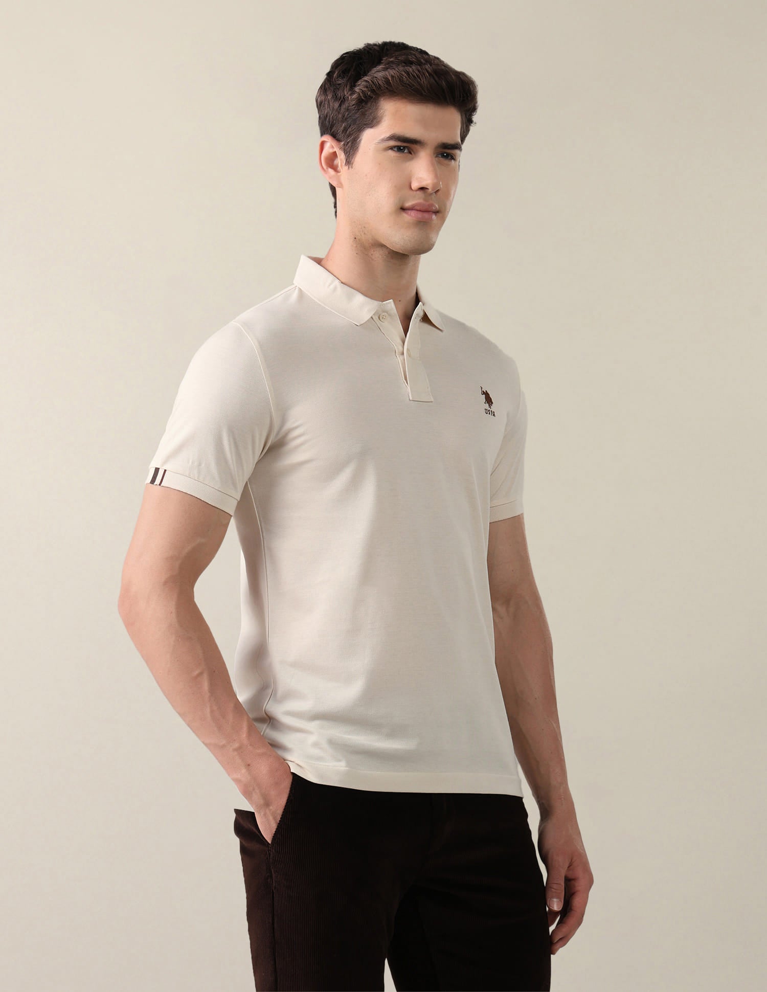 Brand Embroidered Slim Fit Polo Shirt White - U.S. Polo Assn. India | Large