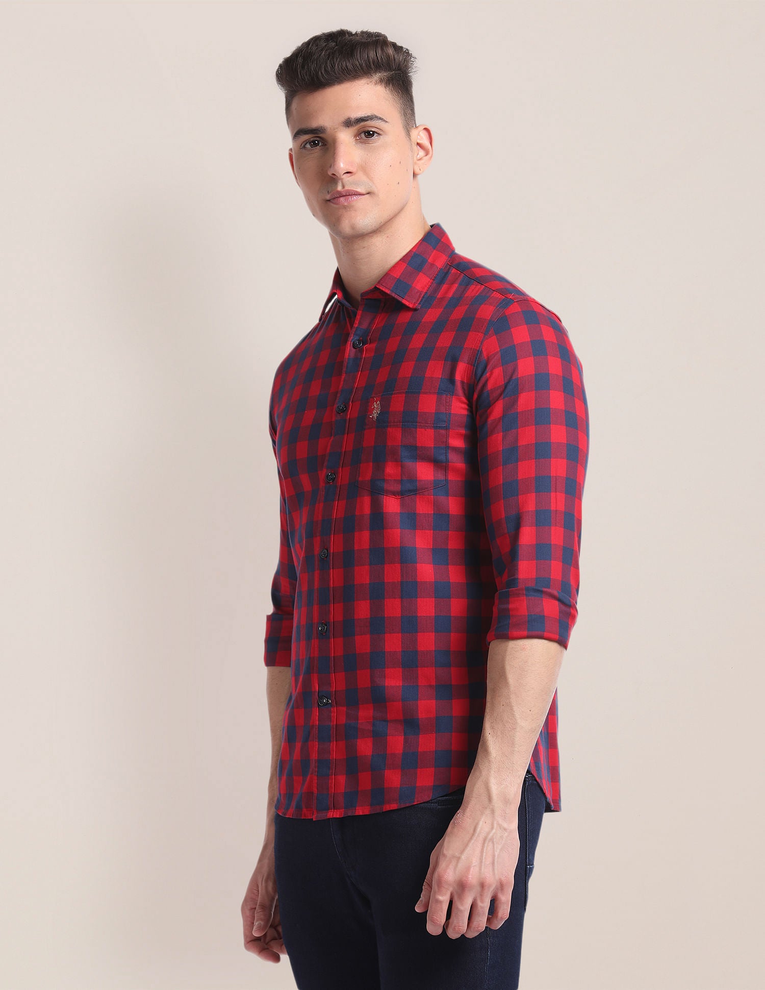 Premium Cotton Buffalo Check Shirt Red - U.S. Polo Assn. India | Large