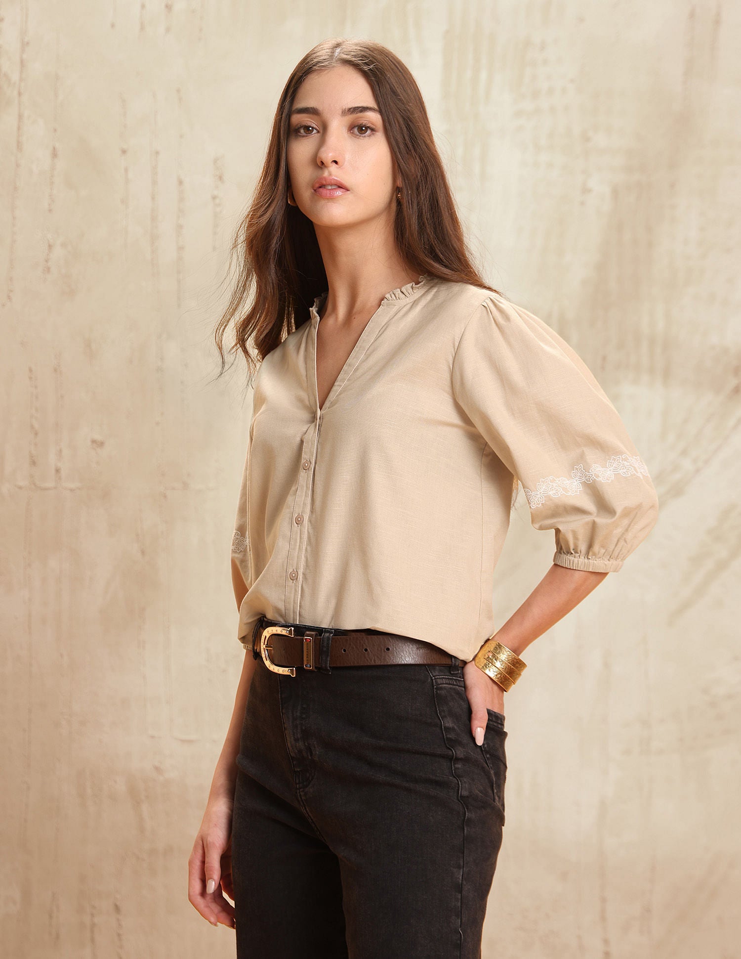 Solid Regular Fit Top Beige - U.S. POLO ASSN. | Large