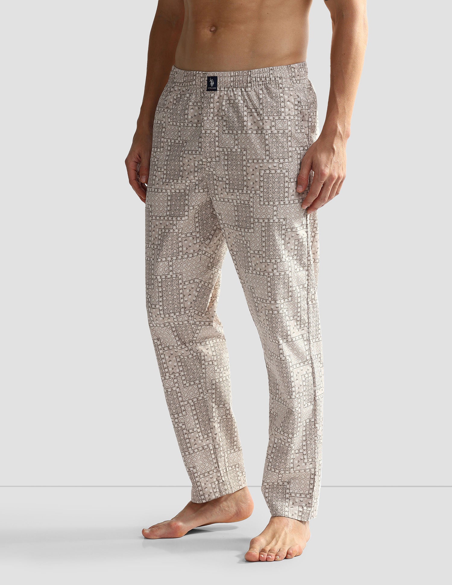 Mid Rise Printed OELP7 Lounge Track Pants - Pack Of 1 Mushroom - U.S. POLO ASSN. | Large