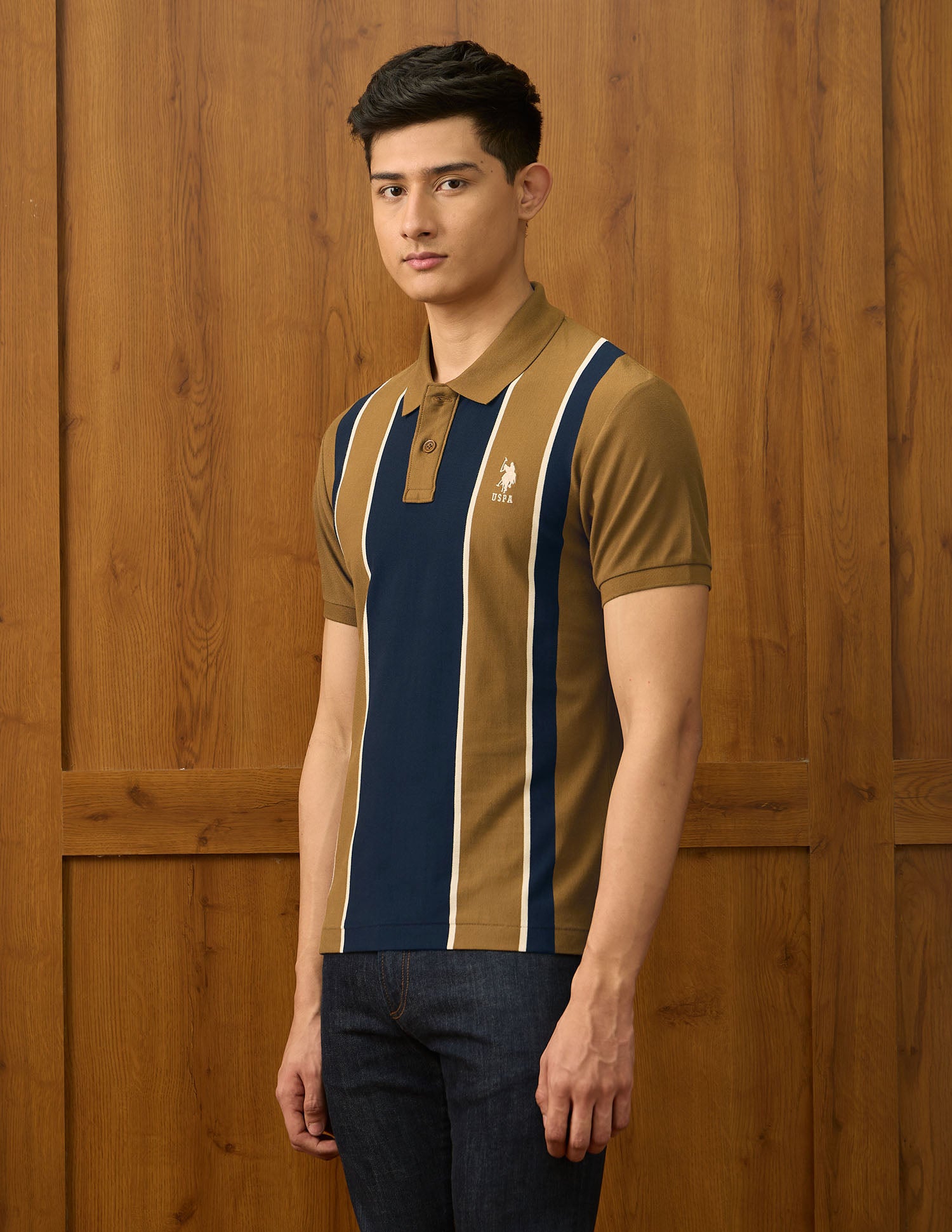 Pure Cotton Varsity Polo Shirt Mustard - U.S. POLO ASSN. | Large