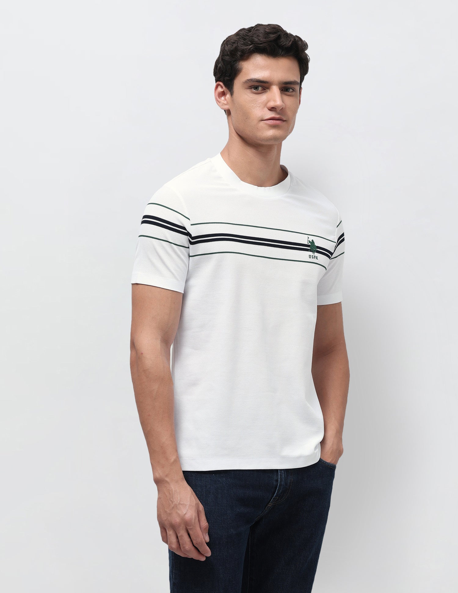 Solid Slim Fit T-Shirt White - U.S. Polo Assn. India | Large