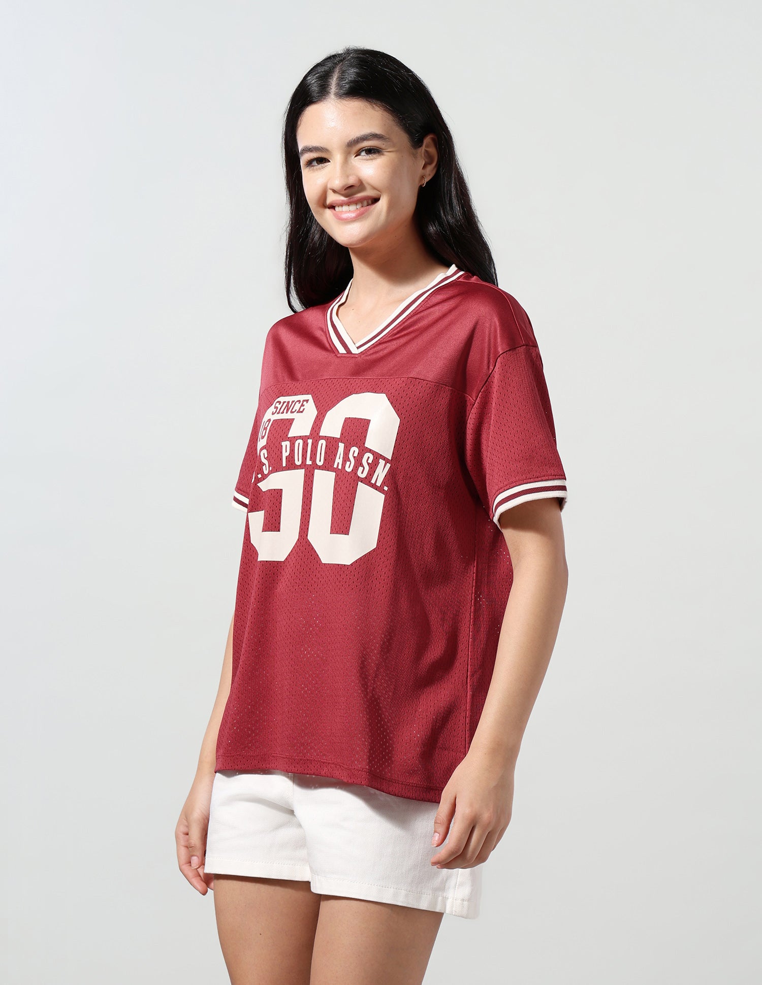 Brand Printed Sporty Mesh T-Shirt Dark Red - U.S. Polo Assn. India | Large