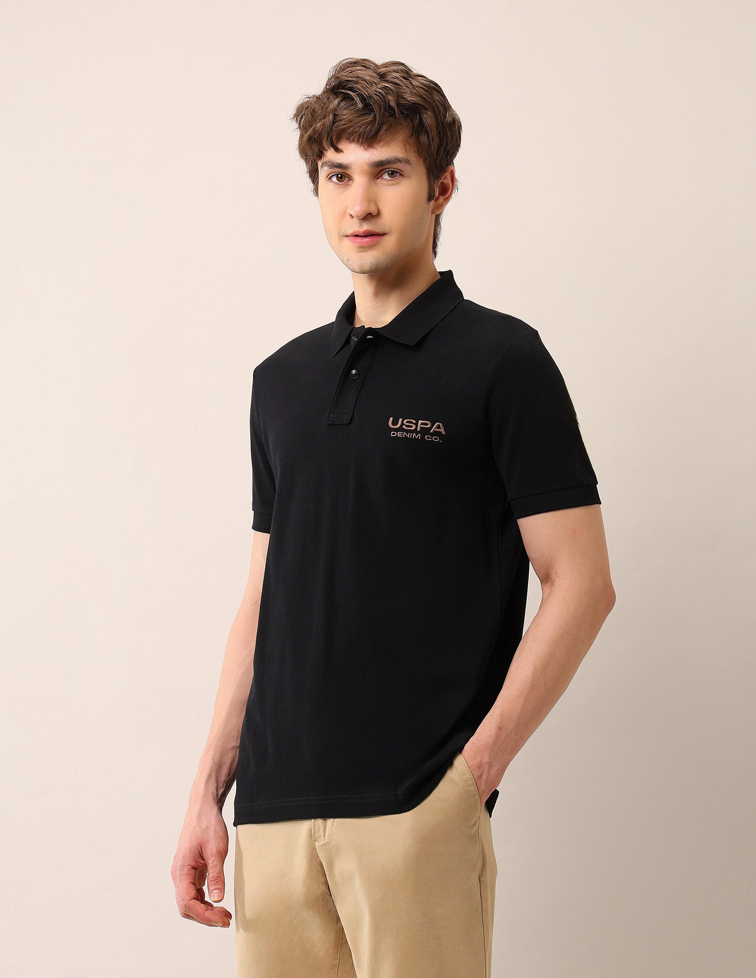 Brand Embroidered Muscle Fit Polo Shirt Black - U.S. Polo Assn. India | Large