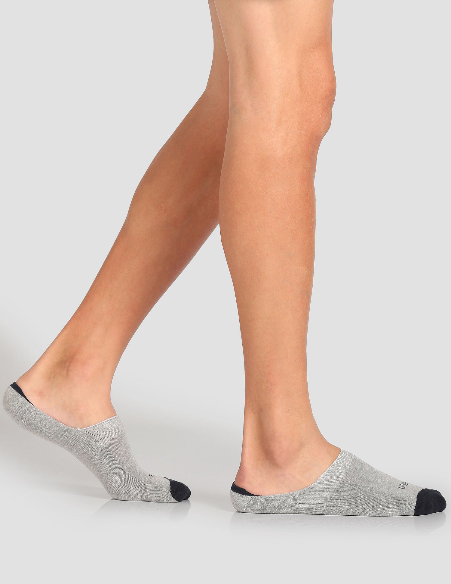 Terry Finish No Show ES004 Socks - Pack Of 3 Light Grey, Anthra Melange and Black - U.S. POLO ASSN. | Large