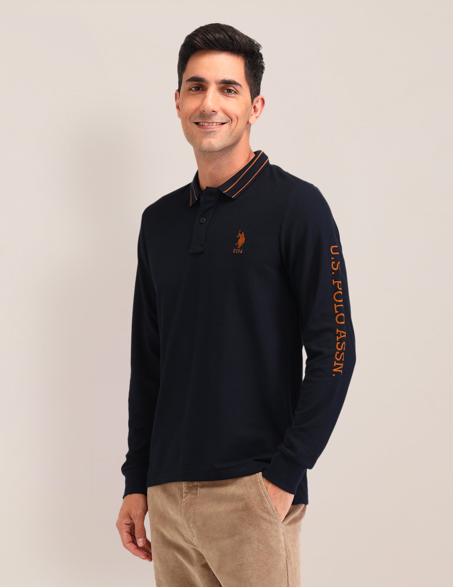 Solid Slim Fit Polo Shirts Navy - U.S. Polo Assn. India | Large