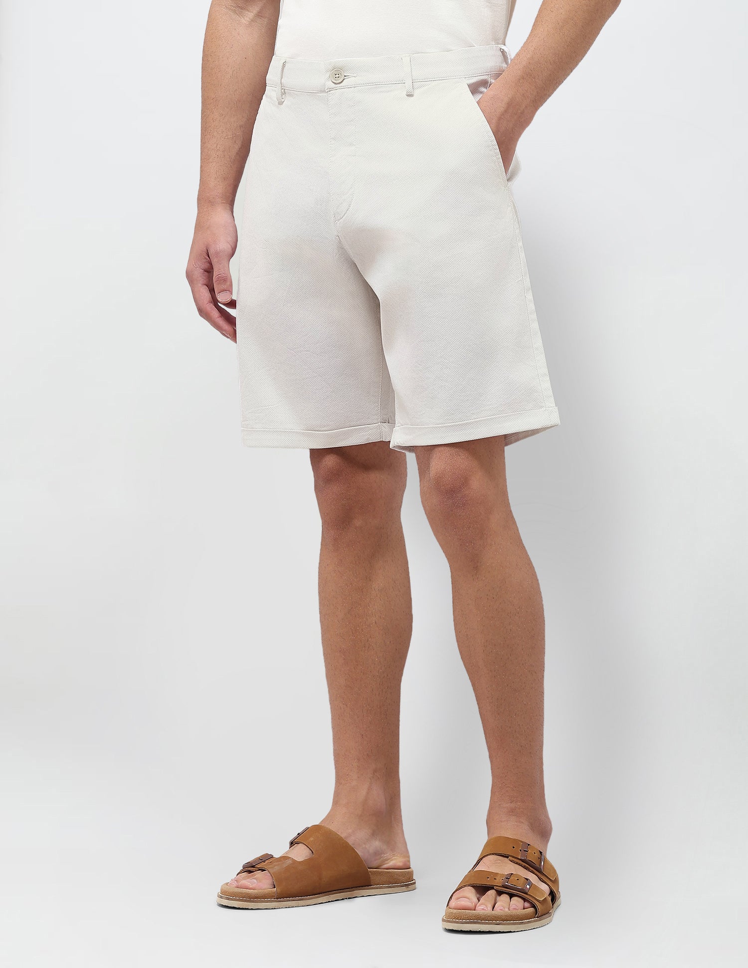 All Over Printed Slim Fit Shorts Ecru - U.S. Polo Assn. India | Large