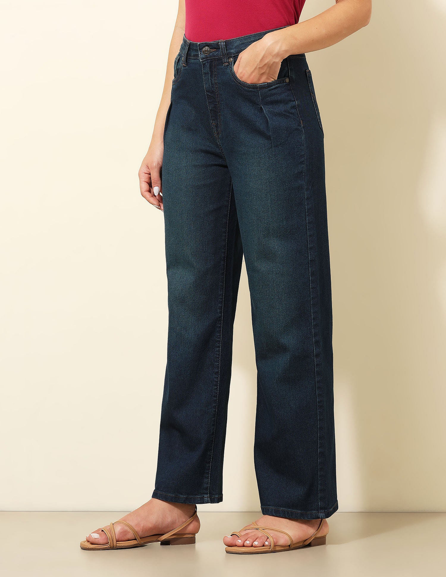 High Rise Wide Leg Fit Jeans Dark Blue - U.S. POLO ASSN. | Large